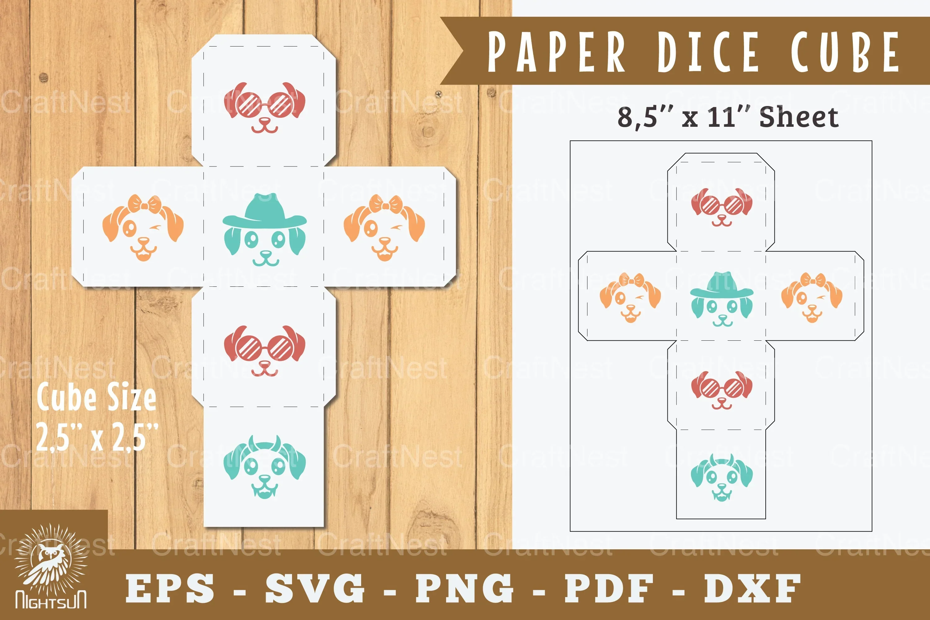 Dog Paper Dice Cube Printable Clipart Bundle
