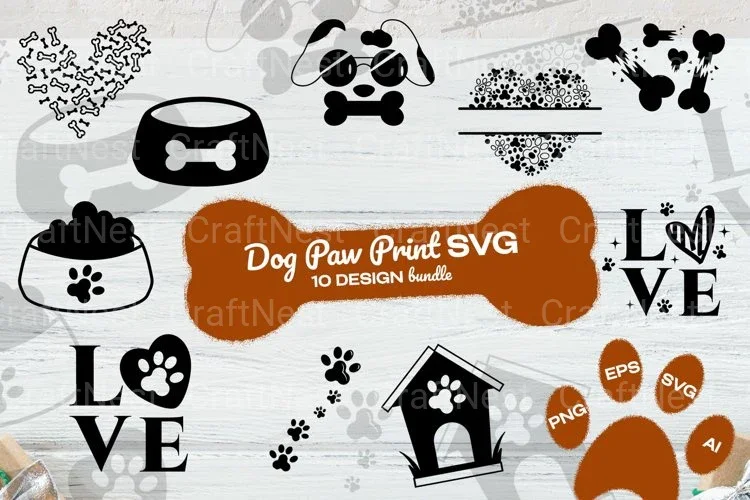 Dog Paw Clipart Bundle