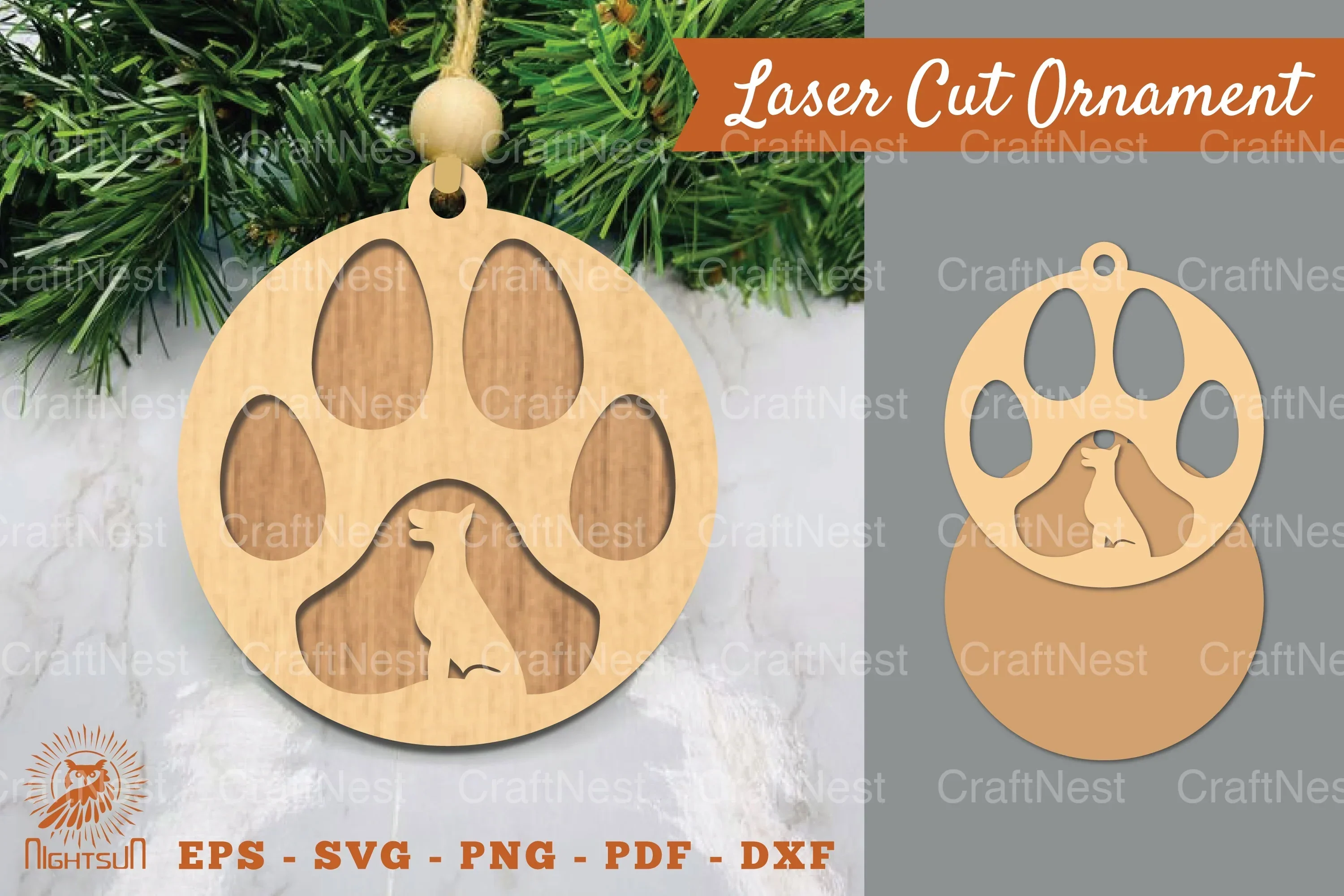 Dog Paw Laser Cut Ornament Clipart Bundle