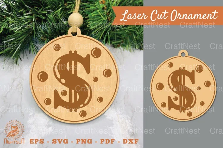 Dollar Sign Laser Cut Ornament Clipart Bundle