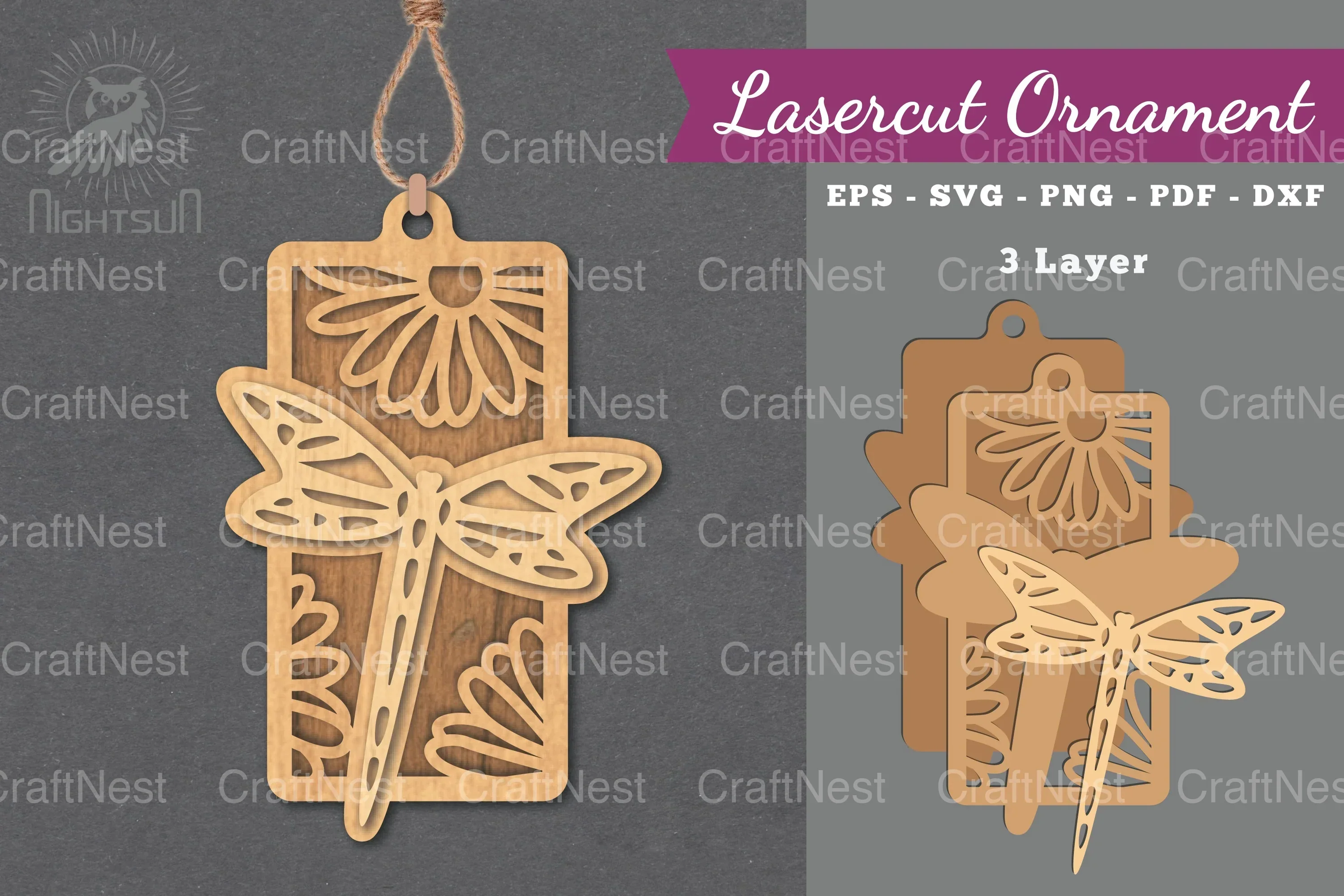 Dragonfly Laser Cut Ornament Clipart Bundle
