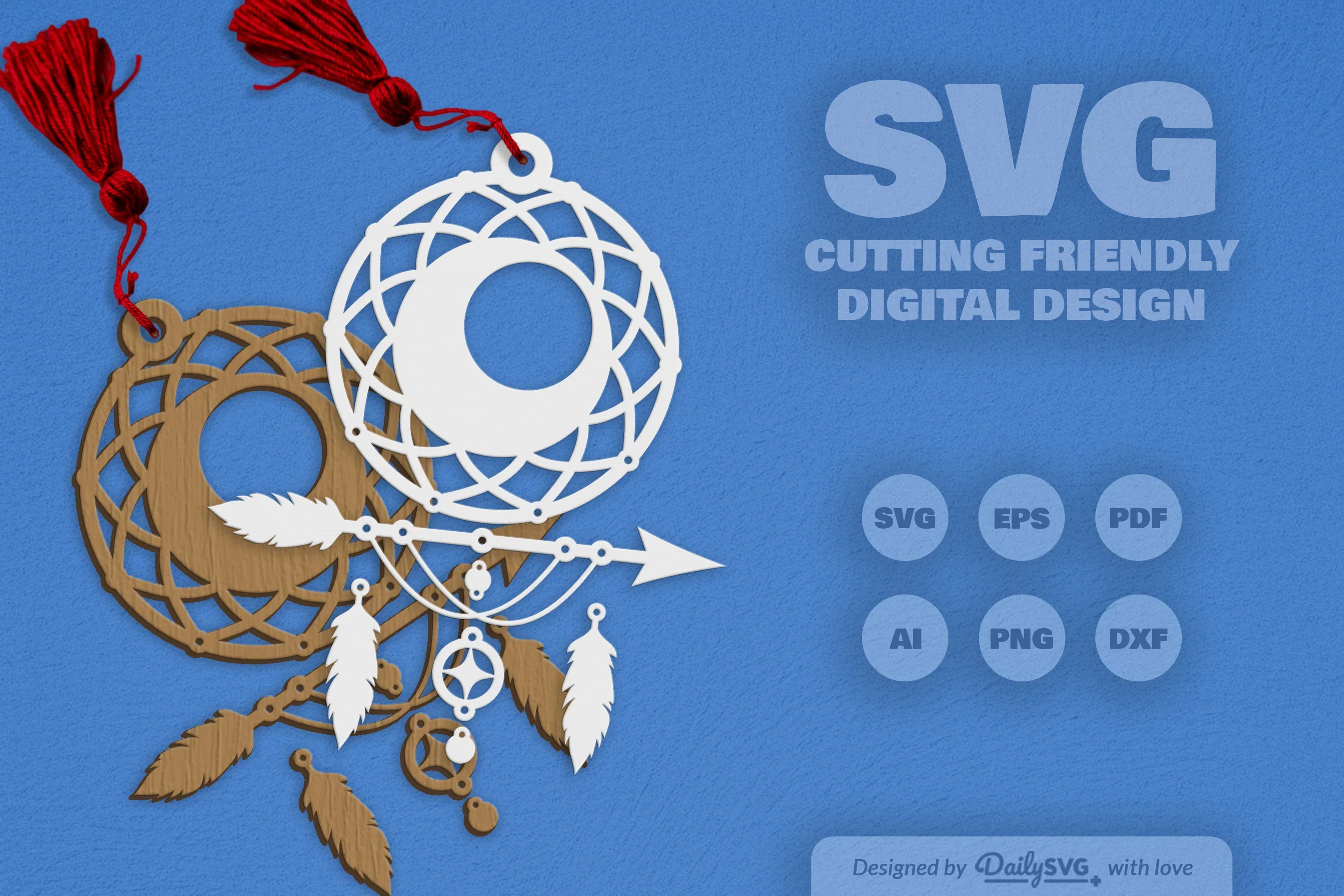 Dream Catcher Laser Cut Set Clipart SVG Bundle - Image 10
