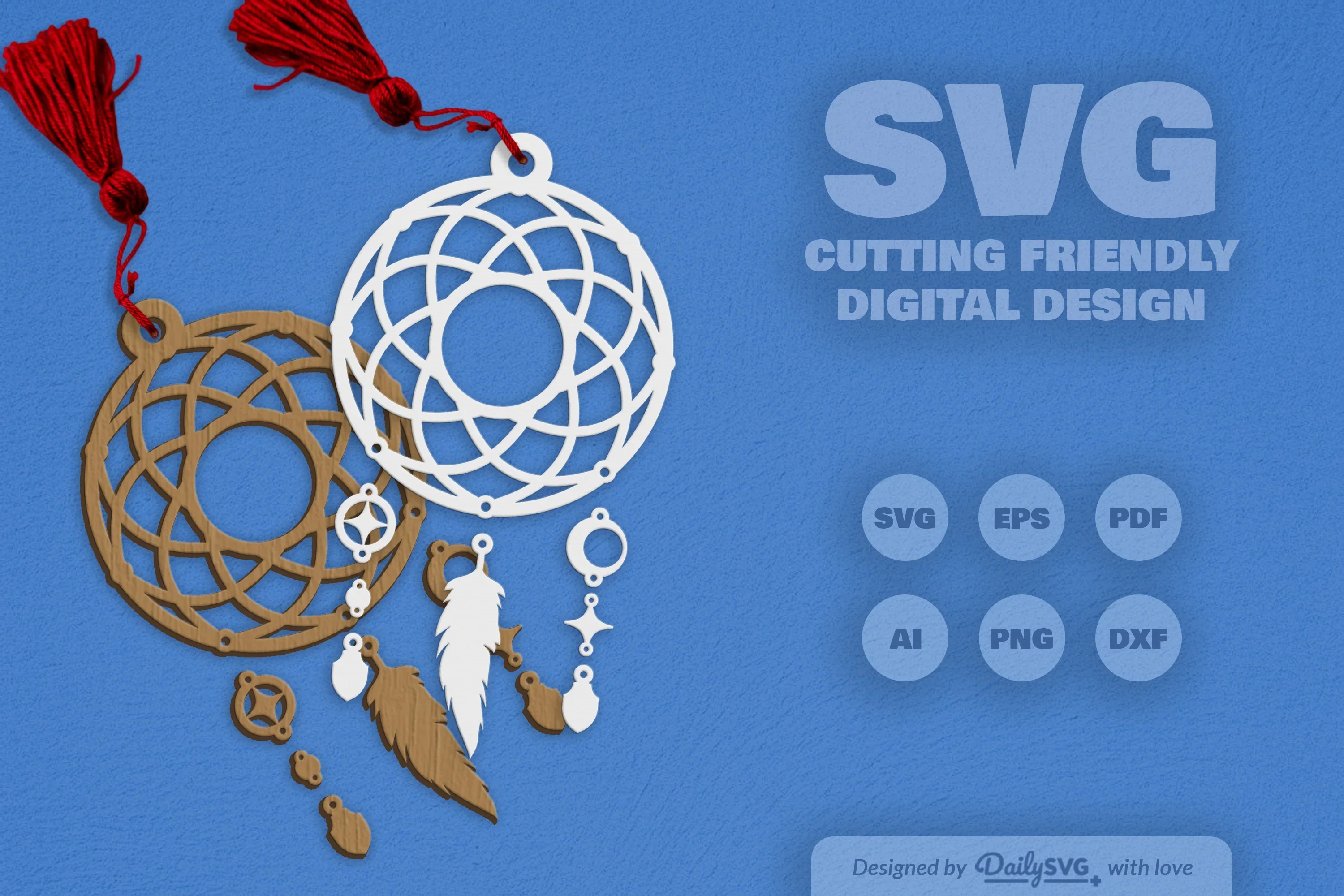 Dream Catcher Laser Cut Set Clipart SVG Bundle - Image 2