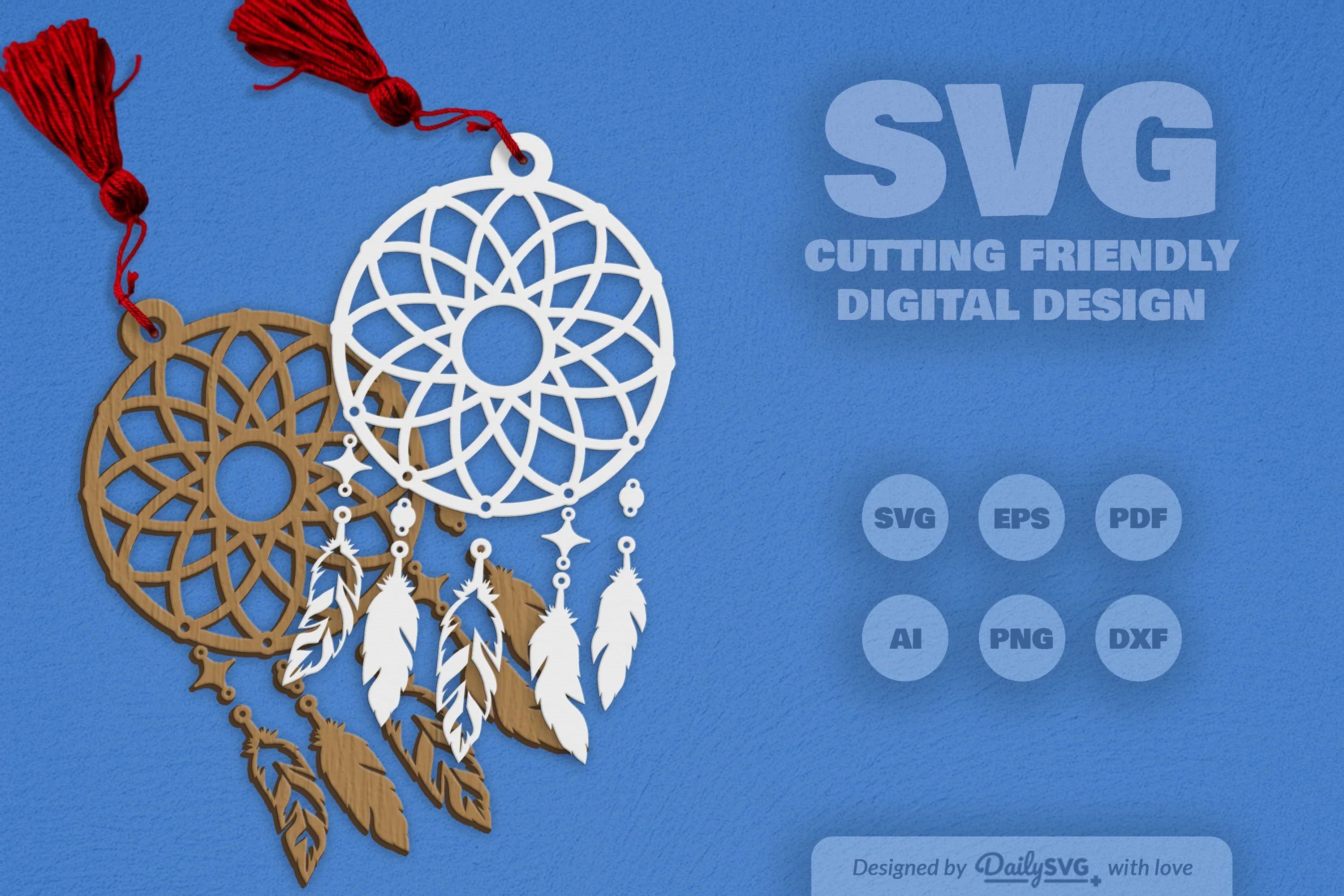 Dream Catcher Laser Cut Set Clipart SVG Bundle - Image 3