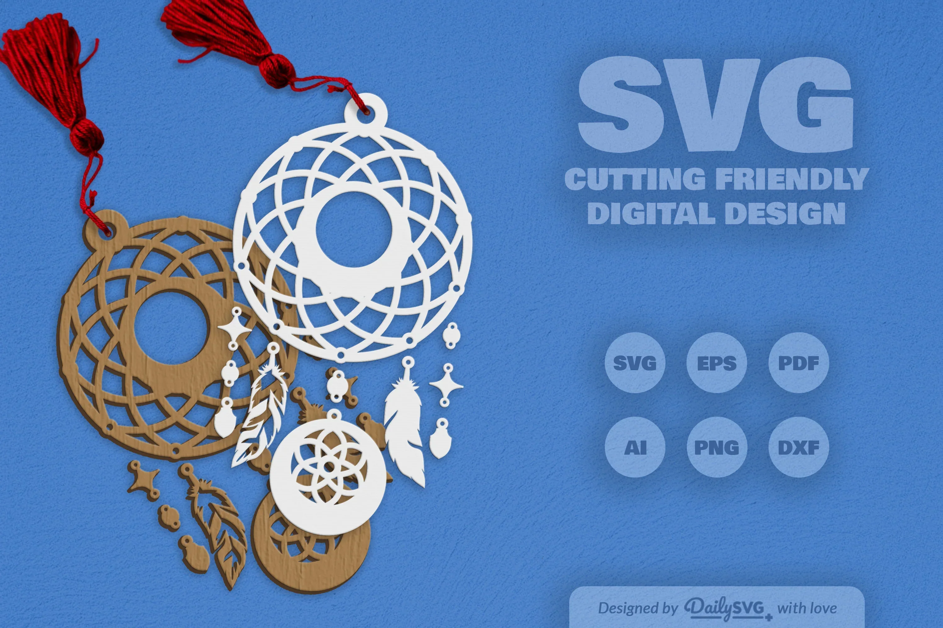 Dream Catcher Laser Cut Set Clipart SVG Bundle - Image 4