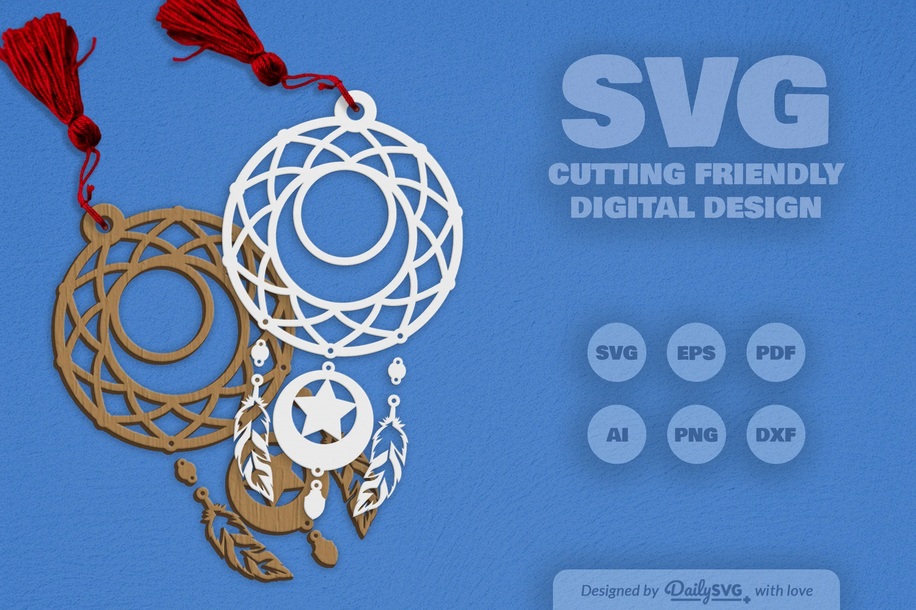 Dream Catcher Laser Cut Set Clipart SVG Bundle - Image 9