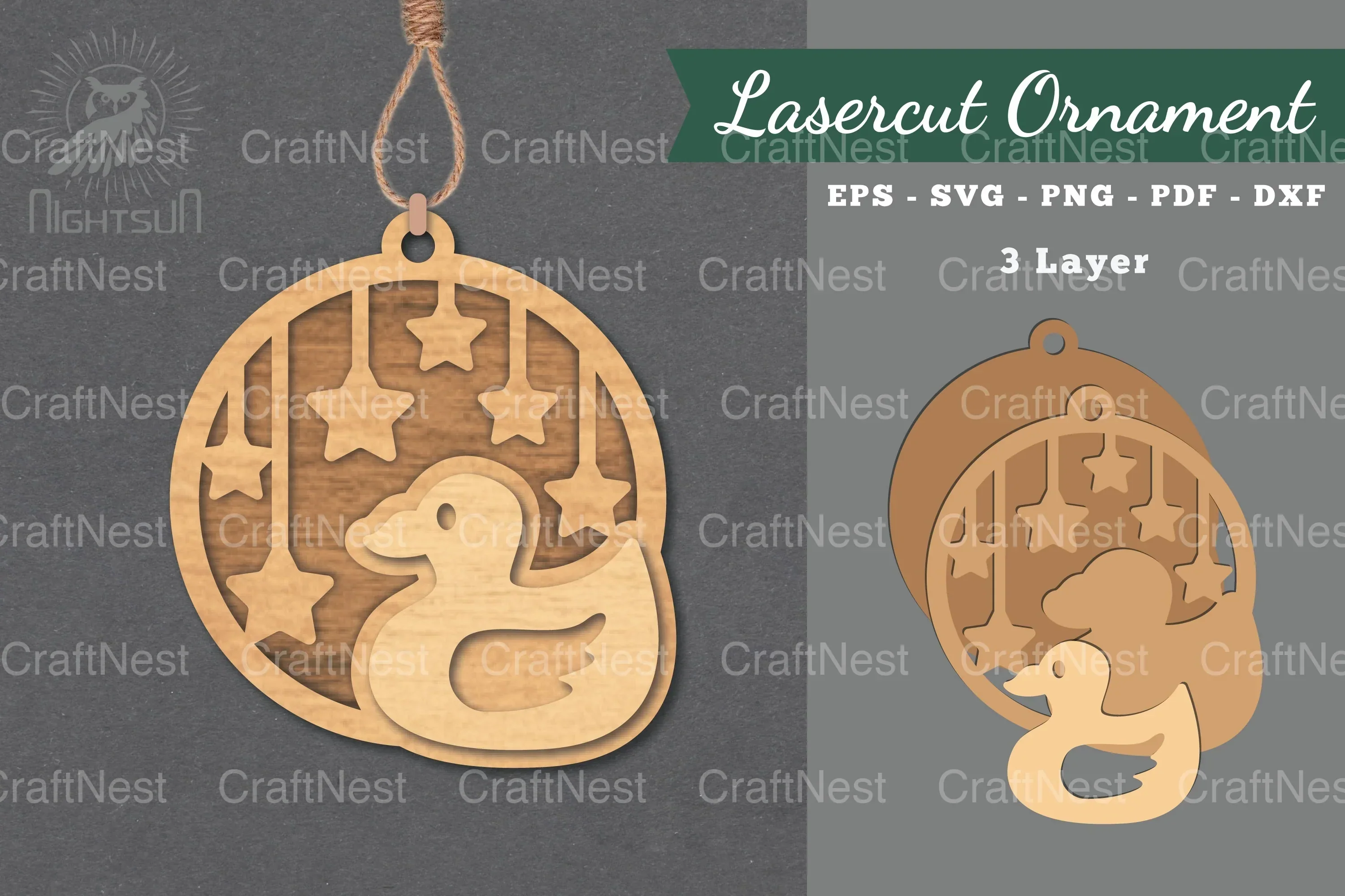 Duck Laser Cut Ornament Clipart Bundle