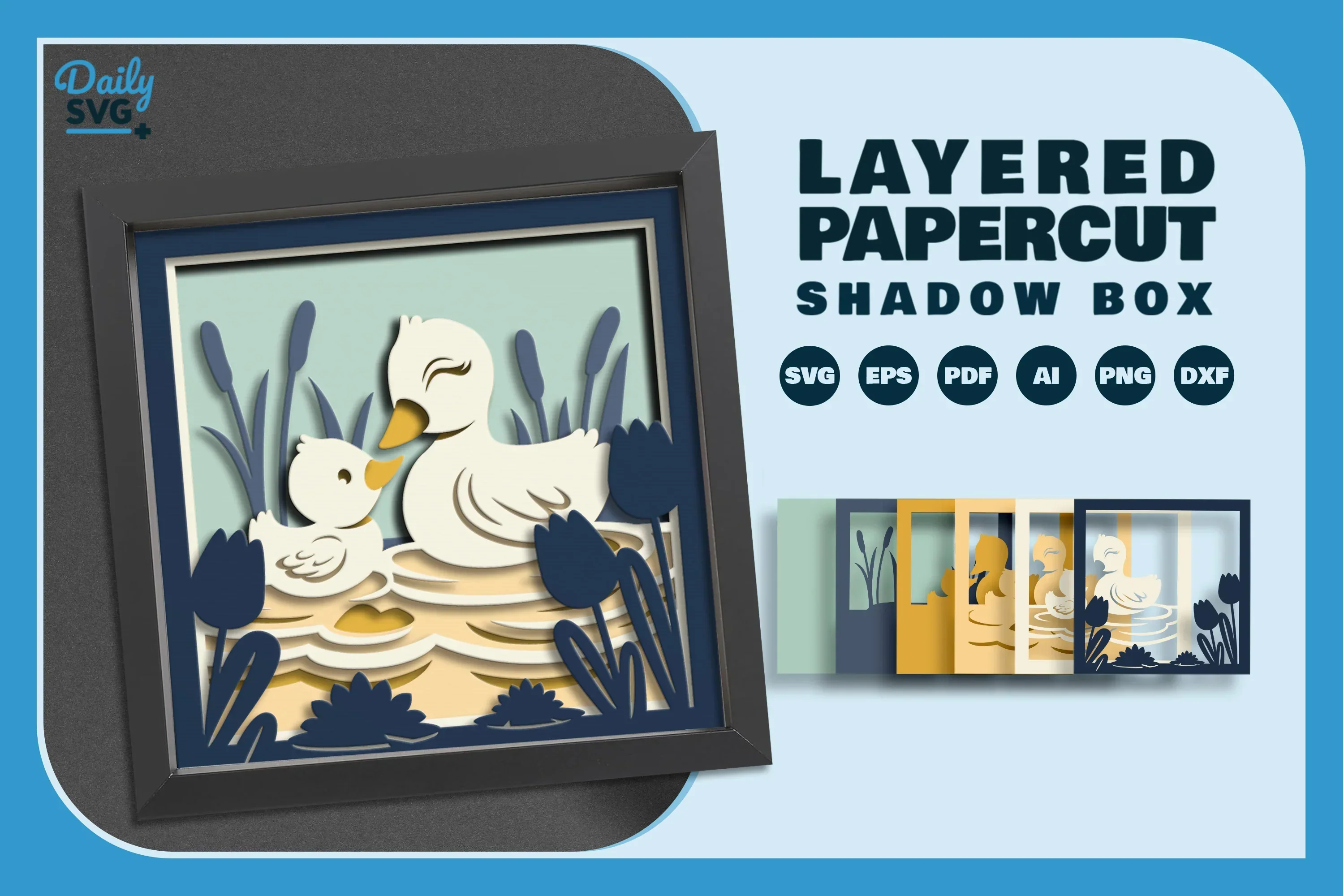 Duck Mom and Baby Papercut SVG Bundle - Image 2