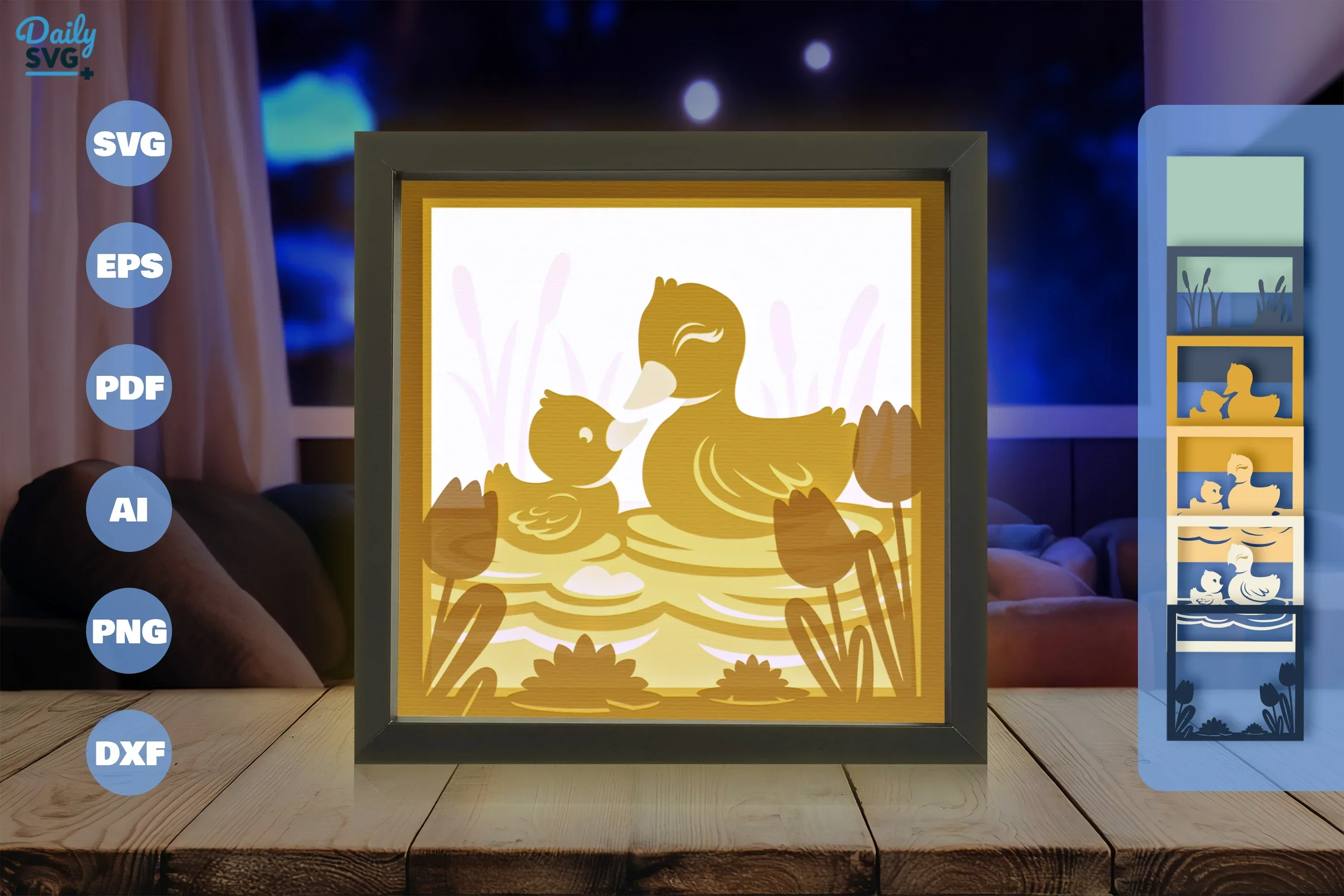 Duck Mom and Baby Papercut SVG Bundle - Image 3