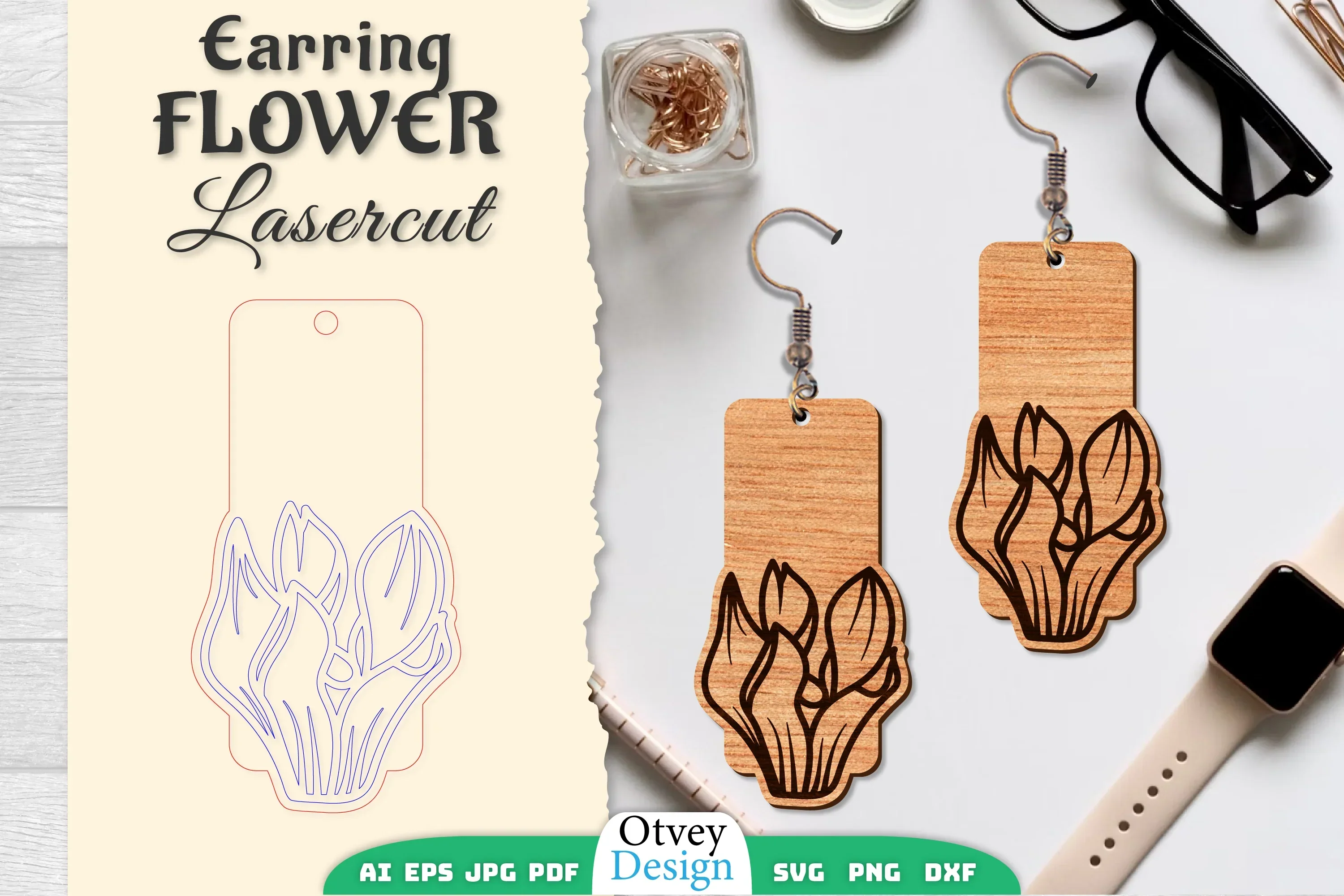 Earring Flower Lasercut SVG Bundle