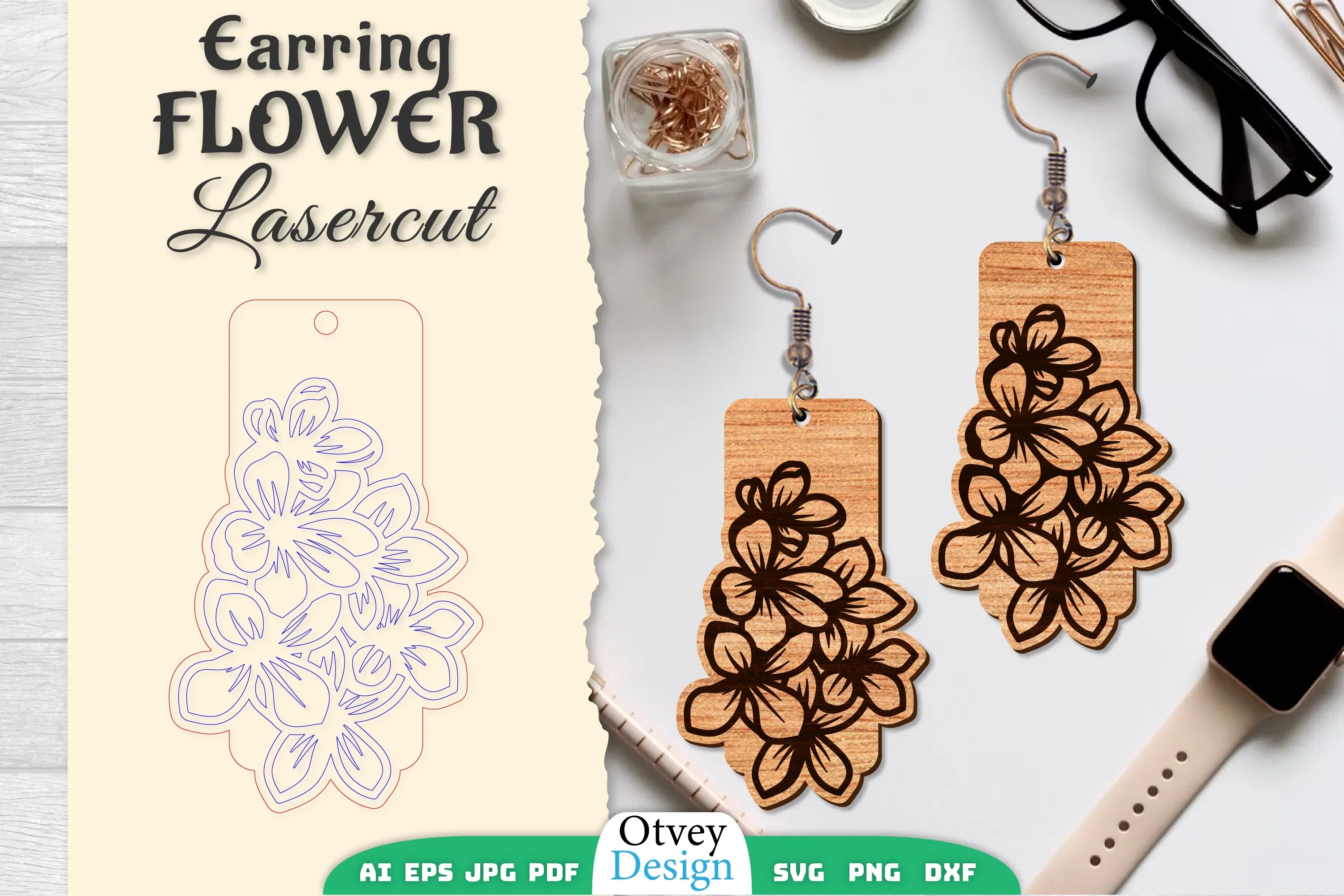 Earring Flower Lasercut SVG Bundle