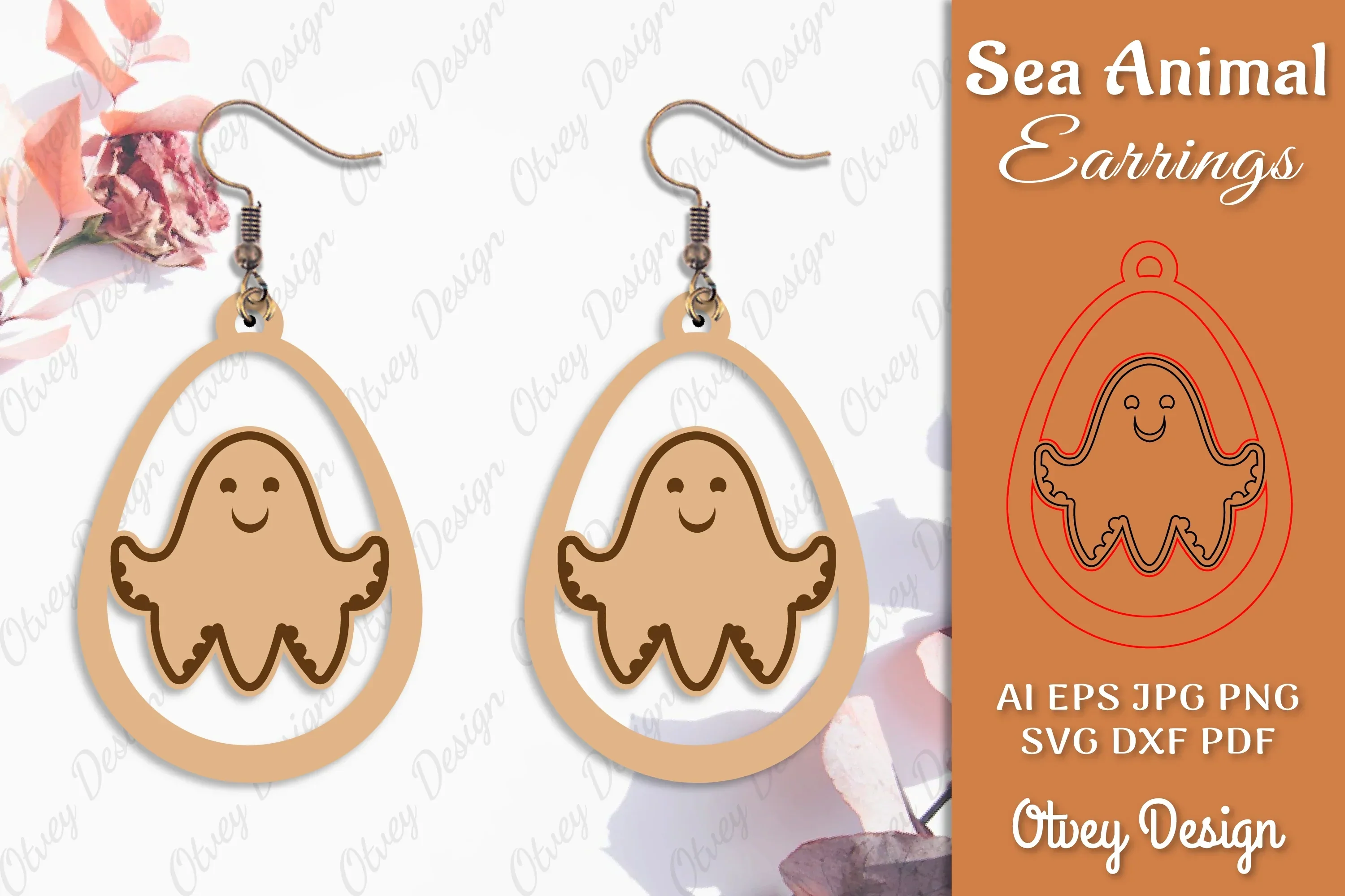 Earring Sea Animal Laser Cut SVG Bundle