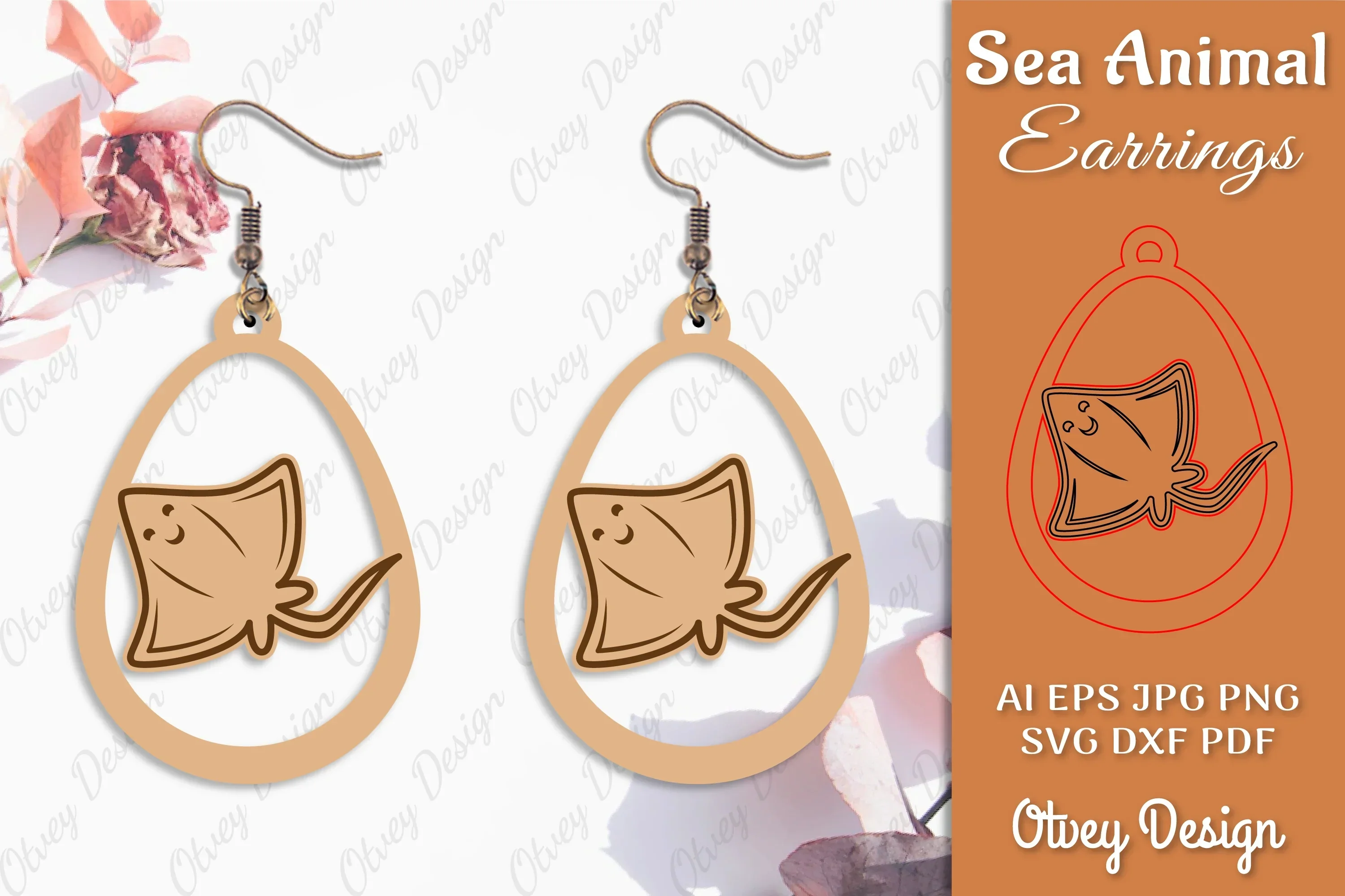 Earring Sea Animal Laser Cut SVG Bundle