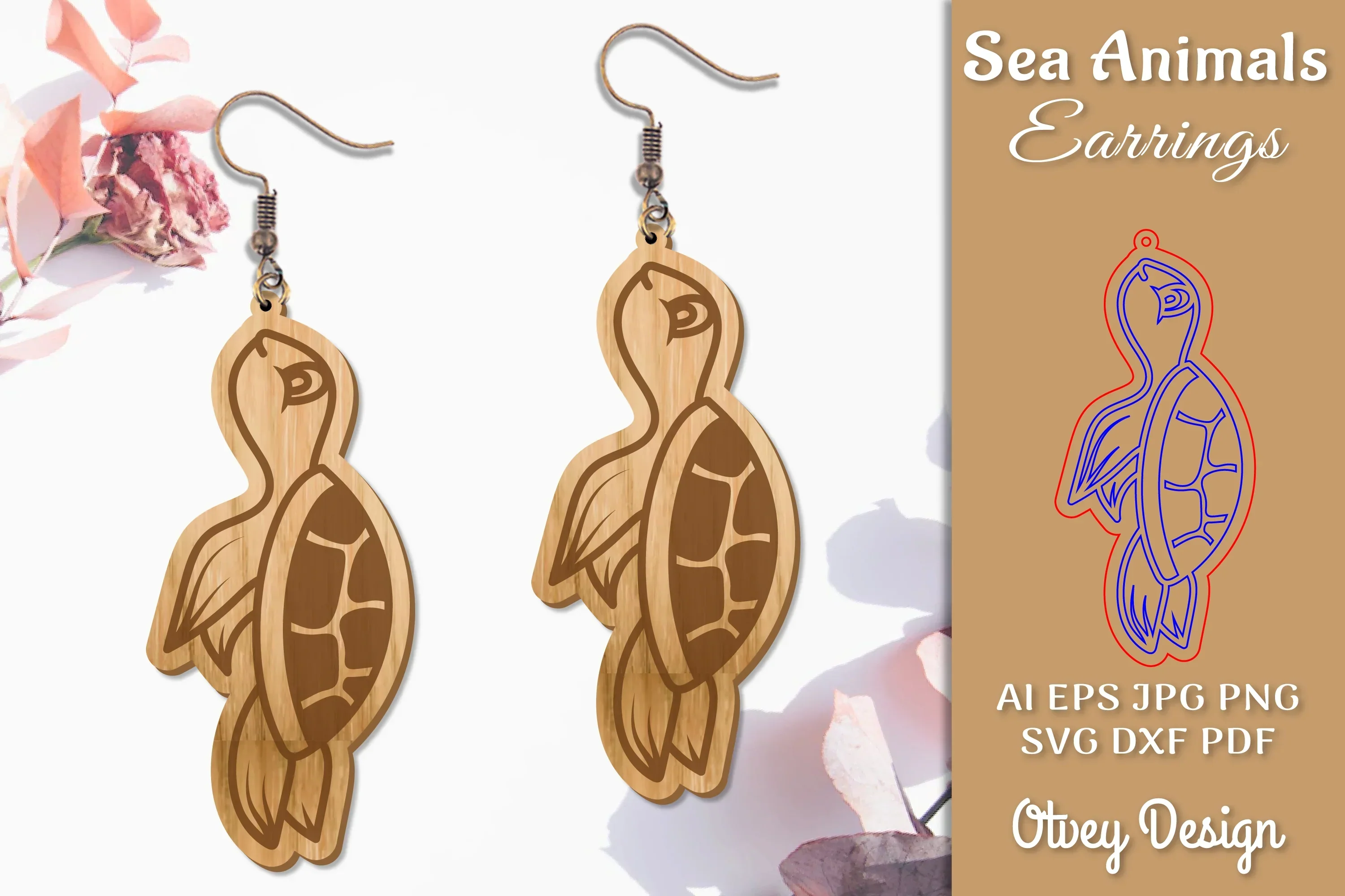 Earrings Sea Animals Laser Cut SVG Bundle