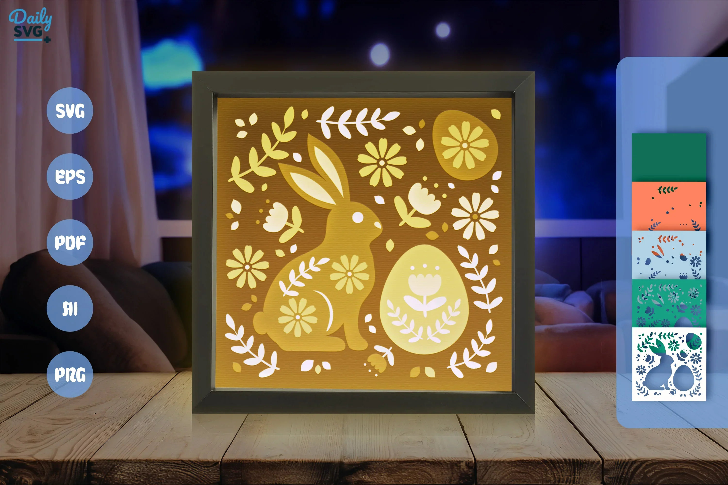 Easter Bunny Floral Folk Art Papercut SVG Bundle - Image 3