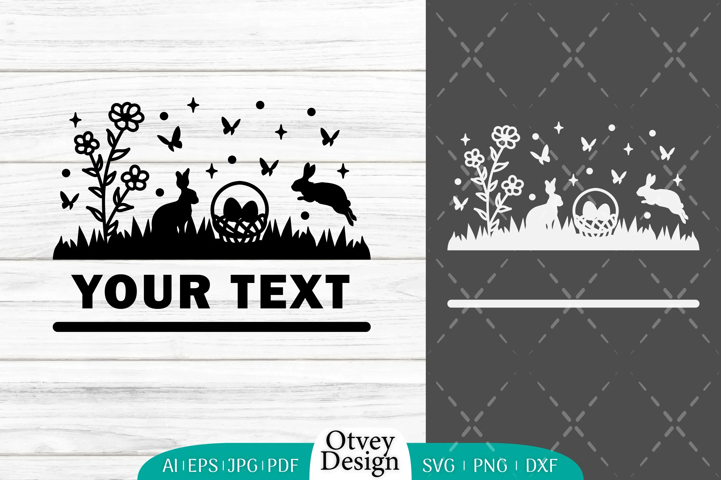 Easter Bunny Garden Scene SVG Bundle