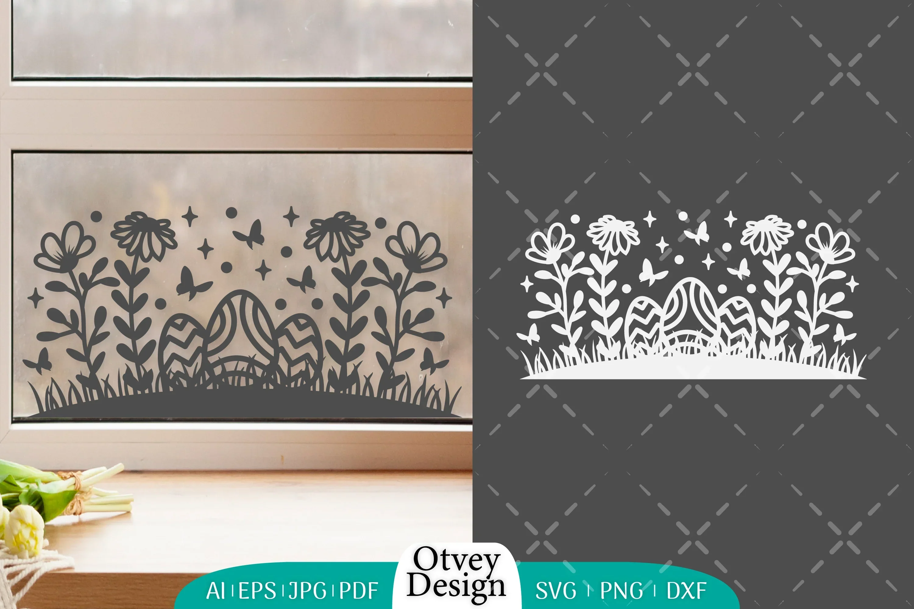 Easter Bunny Garden Scene SVG Bundle