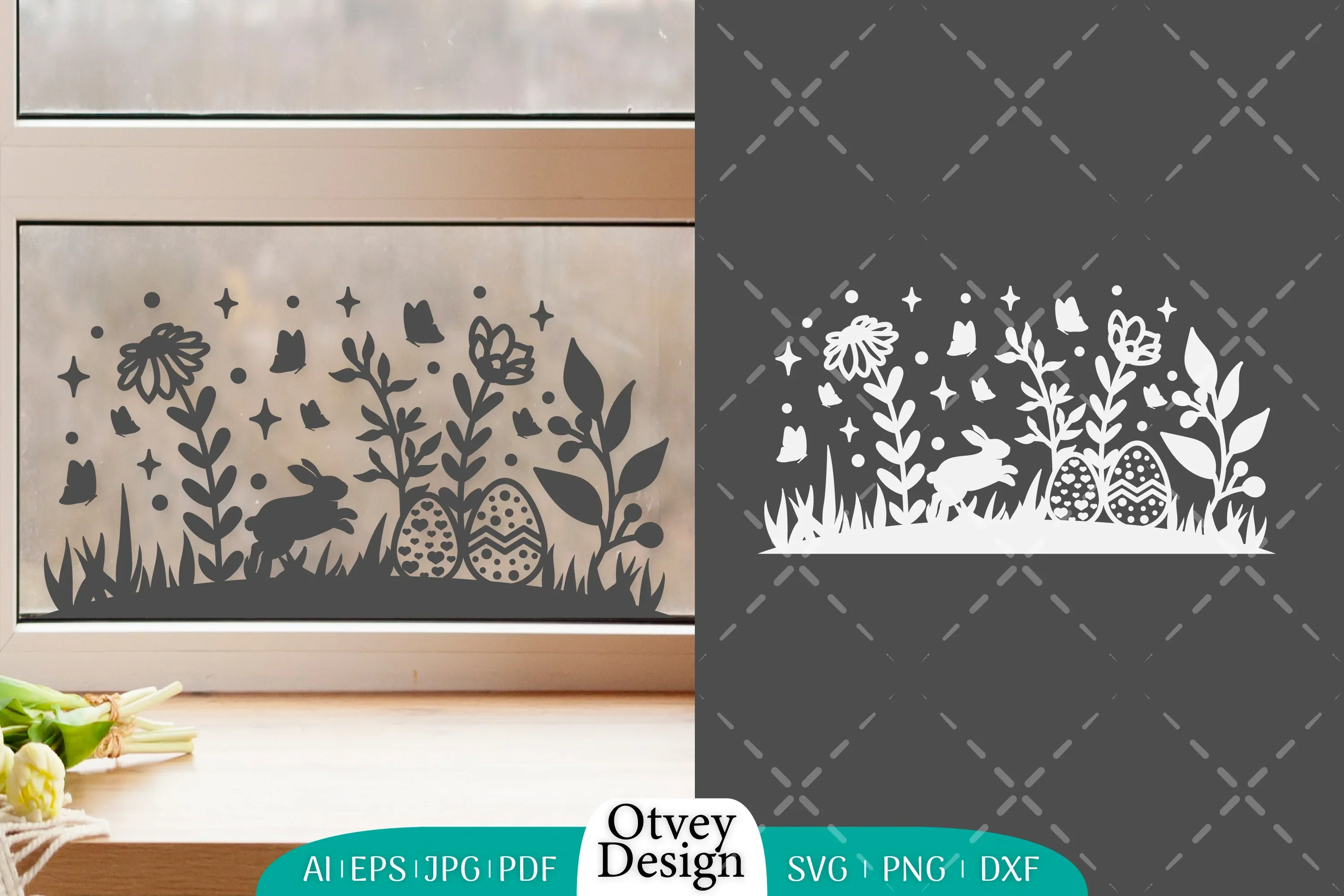 Easter Bunny Garden Scene SVG Bundle