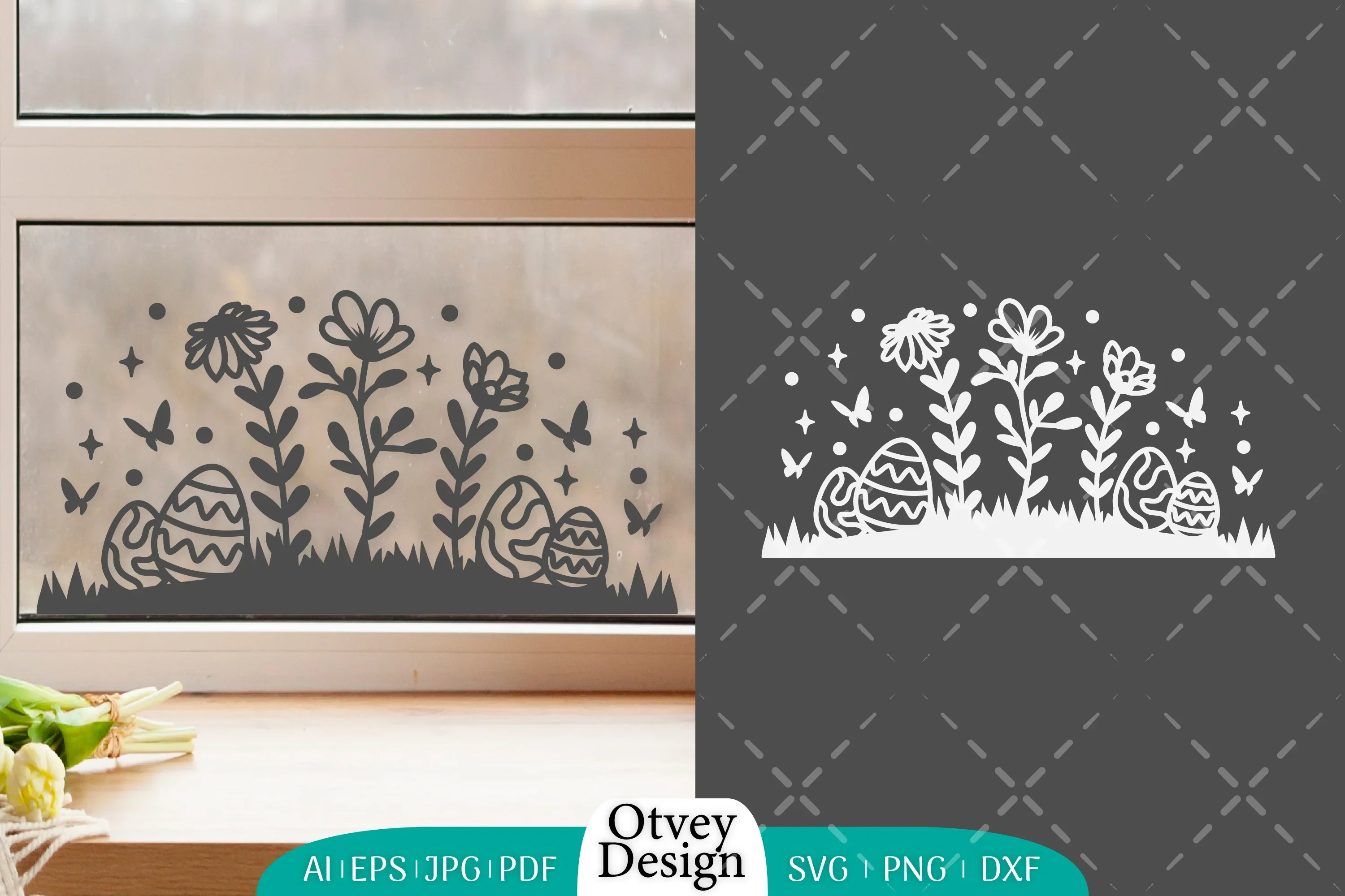 Easter Bunny Garden Scene SVG Bundle