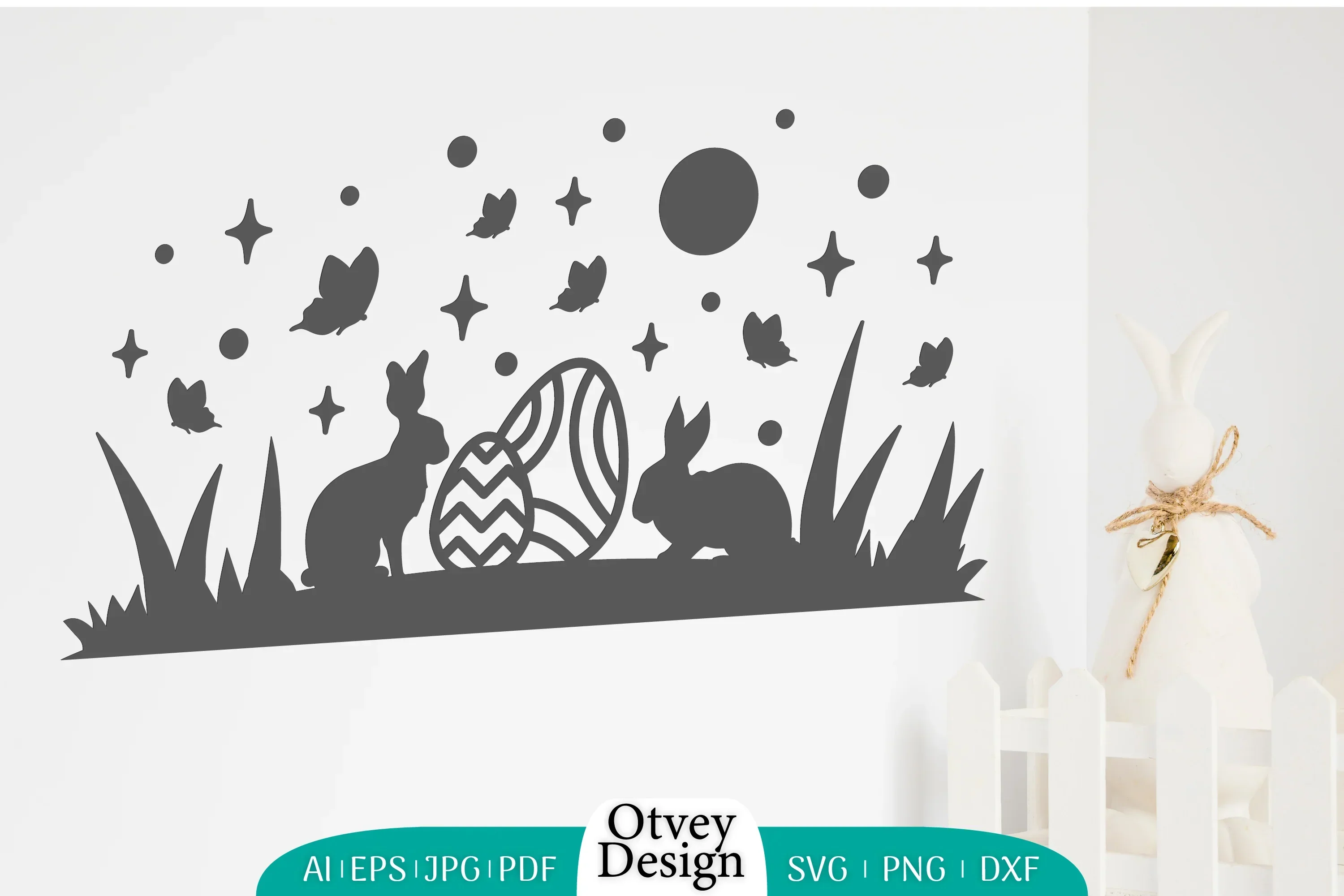 Easter Bunny Scene in Garden SVG Bundle - Image 2