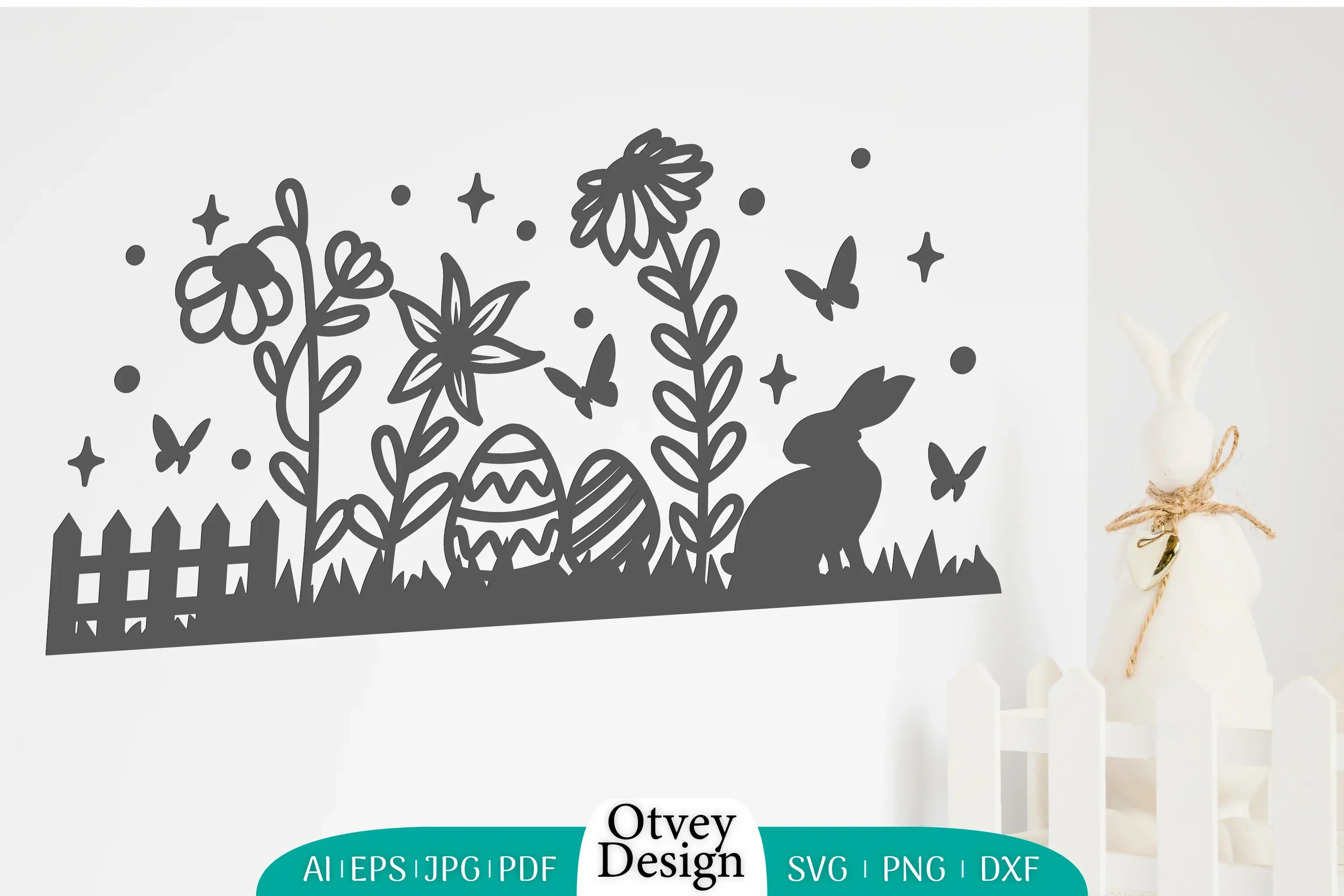 Easter Bunny Scene in Garden SVG Bundle - Image 2