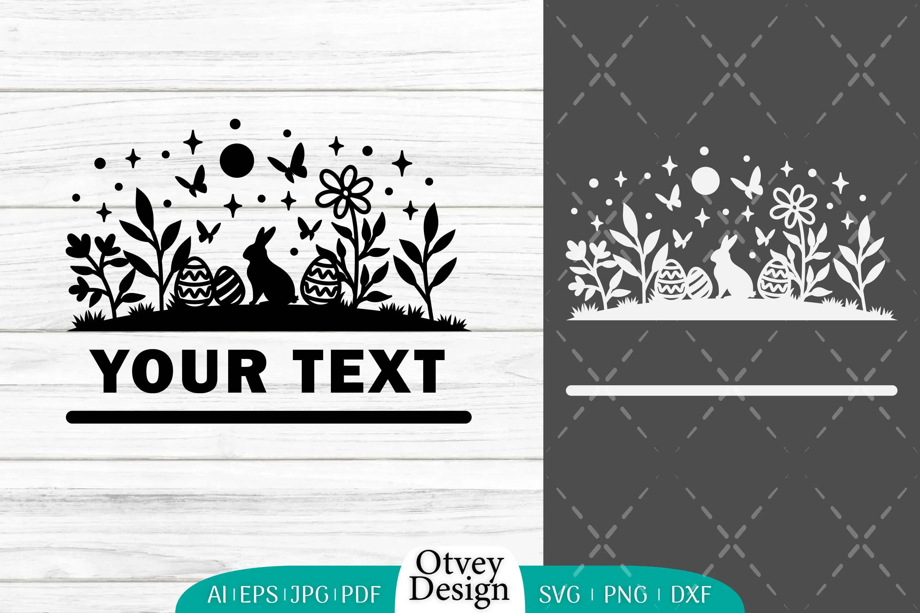 Easter Bunny Scene in Garden SVG Bundle