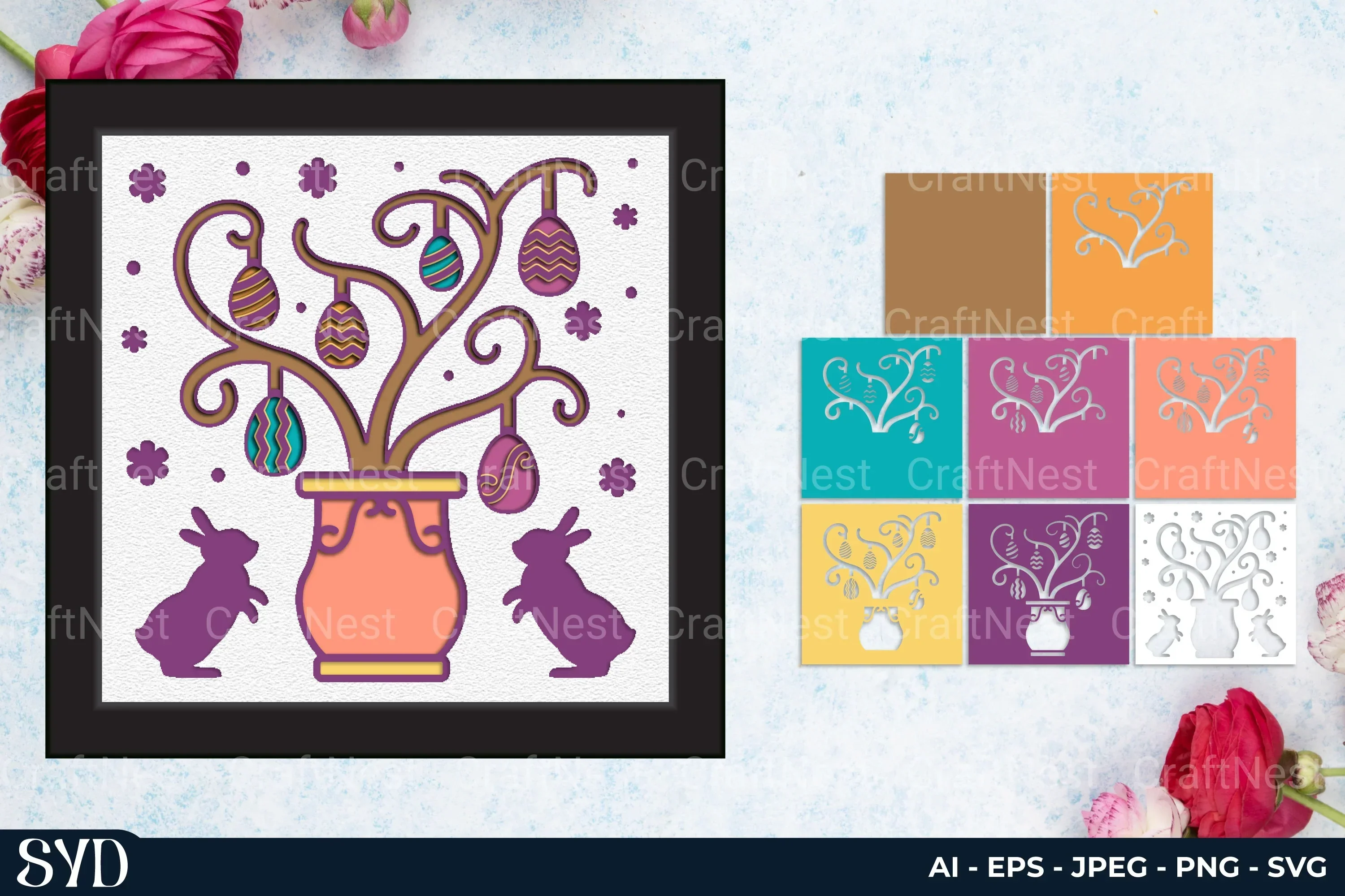 Easter Egg 3D Layered Papercut SVG Bundle