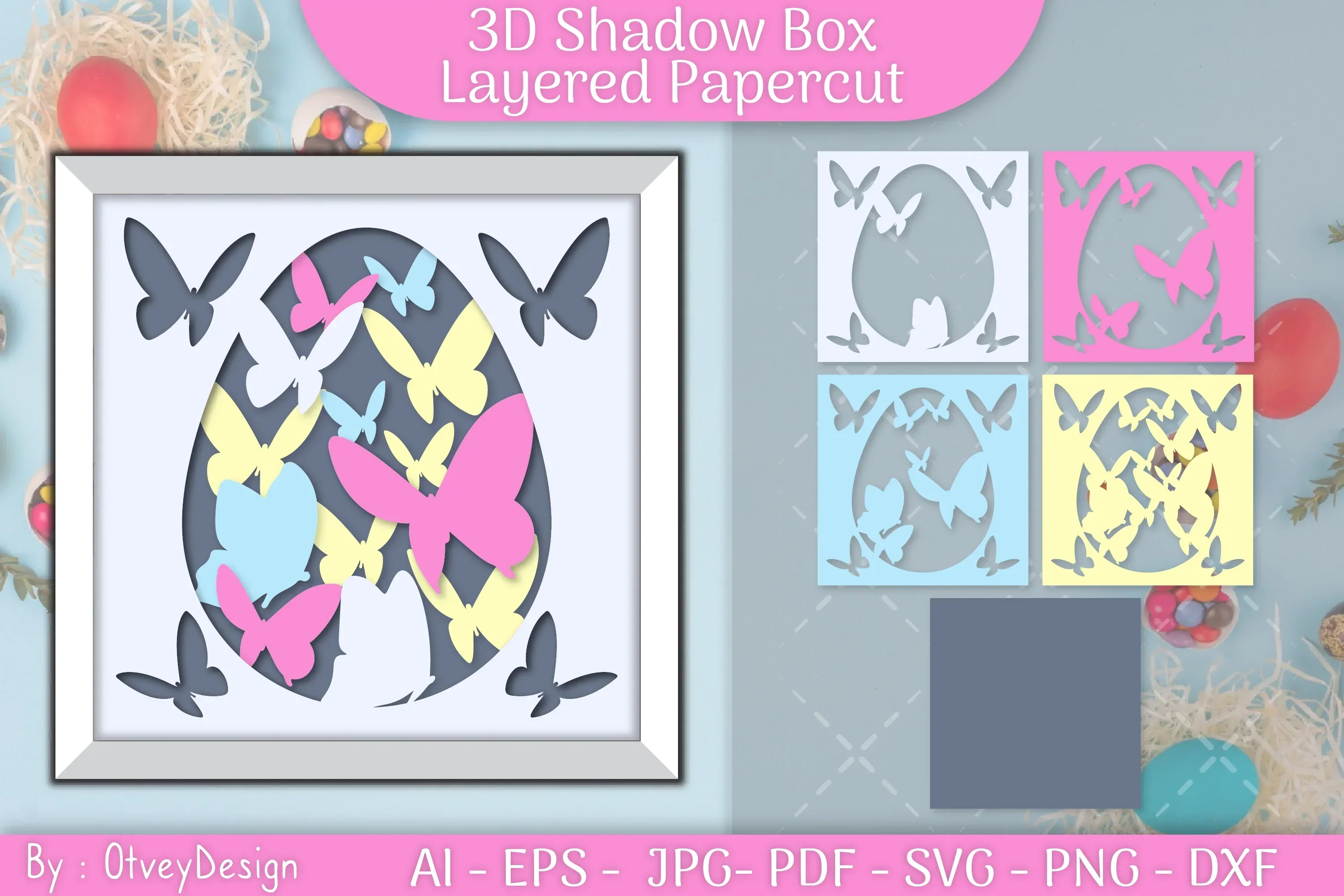 Easter Egg 3D Shadow Box SVG Bundle - Image 2