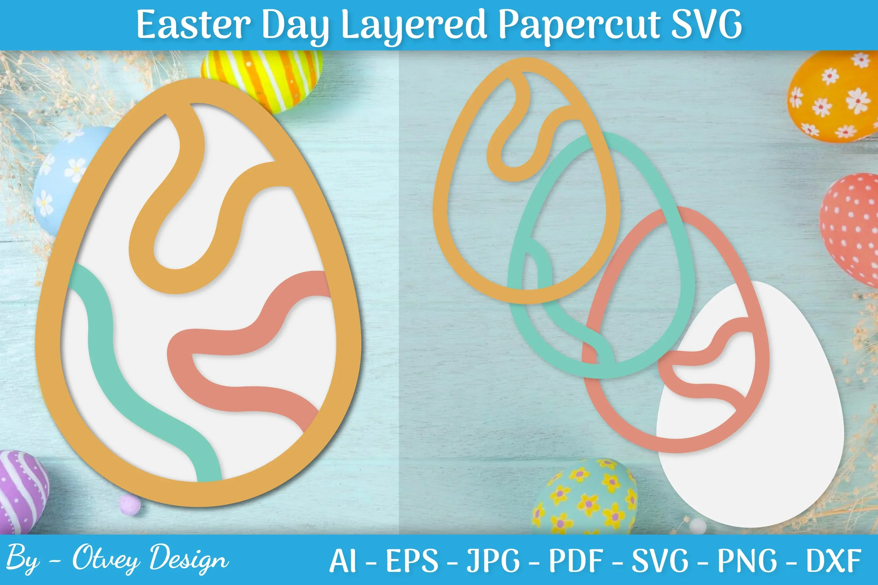 Easter Egg Layered Papercut SVG Bundle