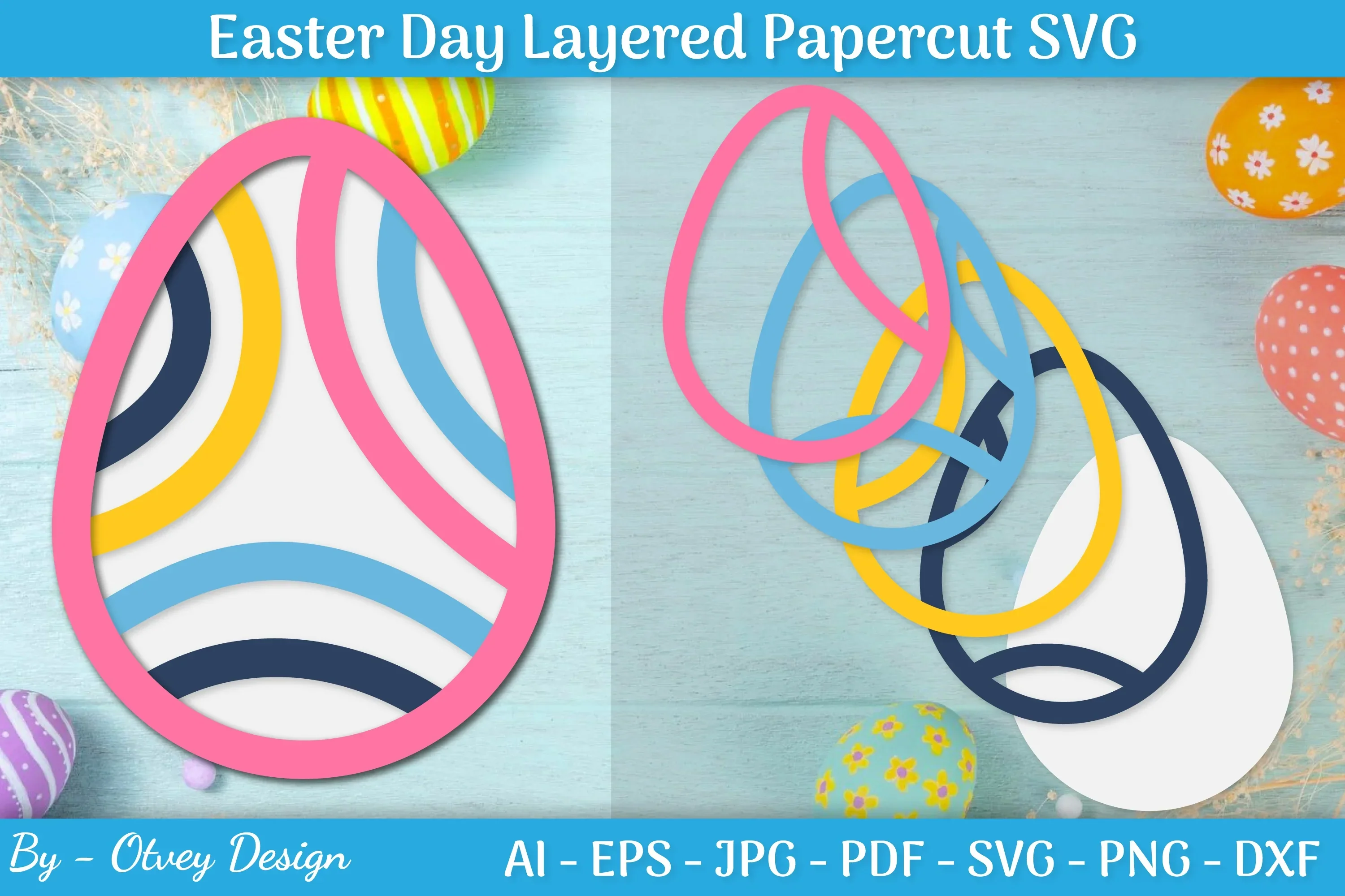 Easter Egg Layered Papercut SVG Bundle