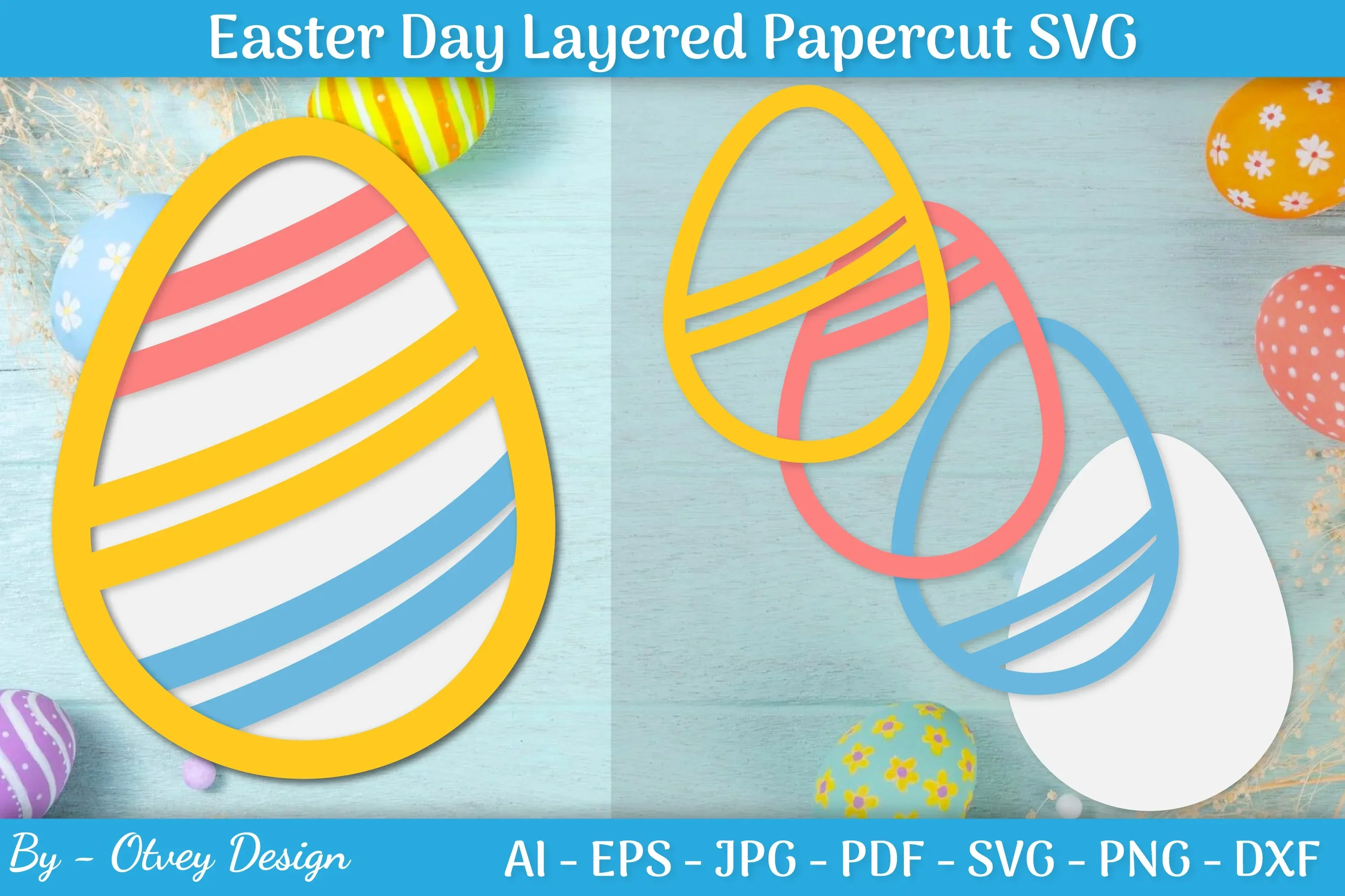 Easter Egg Layered Papercut SVG Bundle