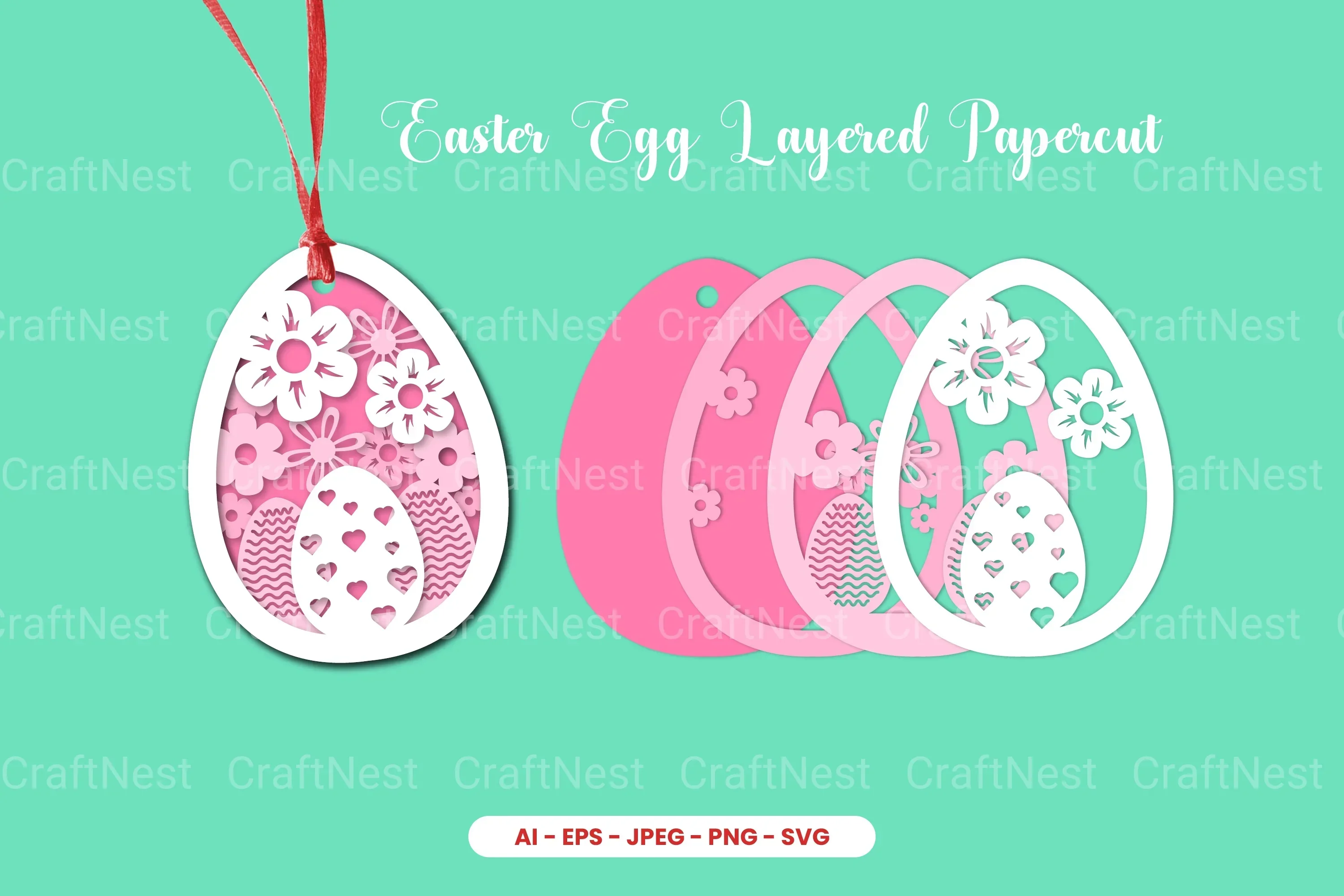Easter Egg Layered Papercut SVG Bundle