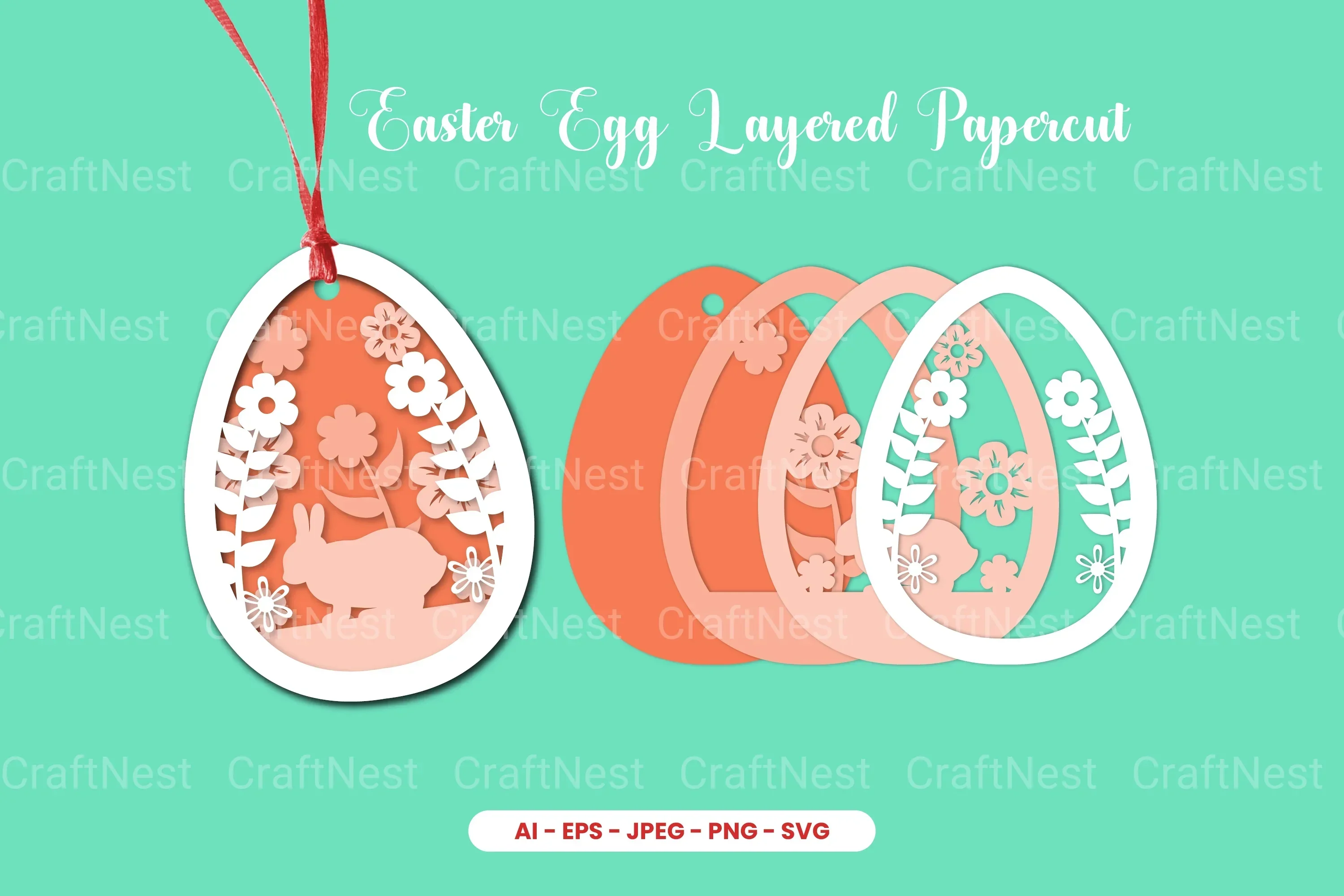 Easter Egg Layered Papercut SVG Bundle