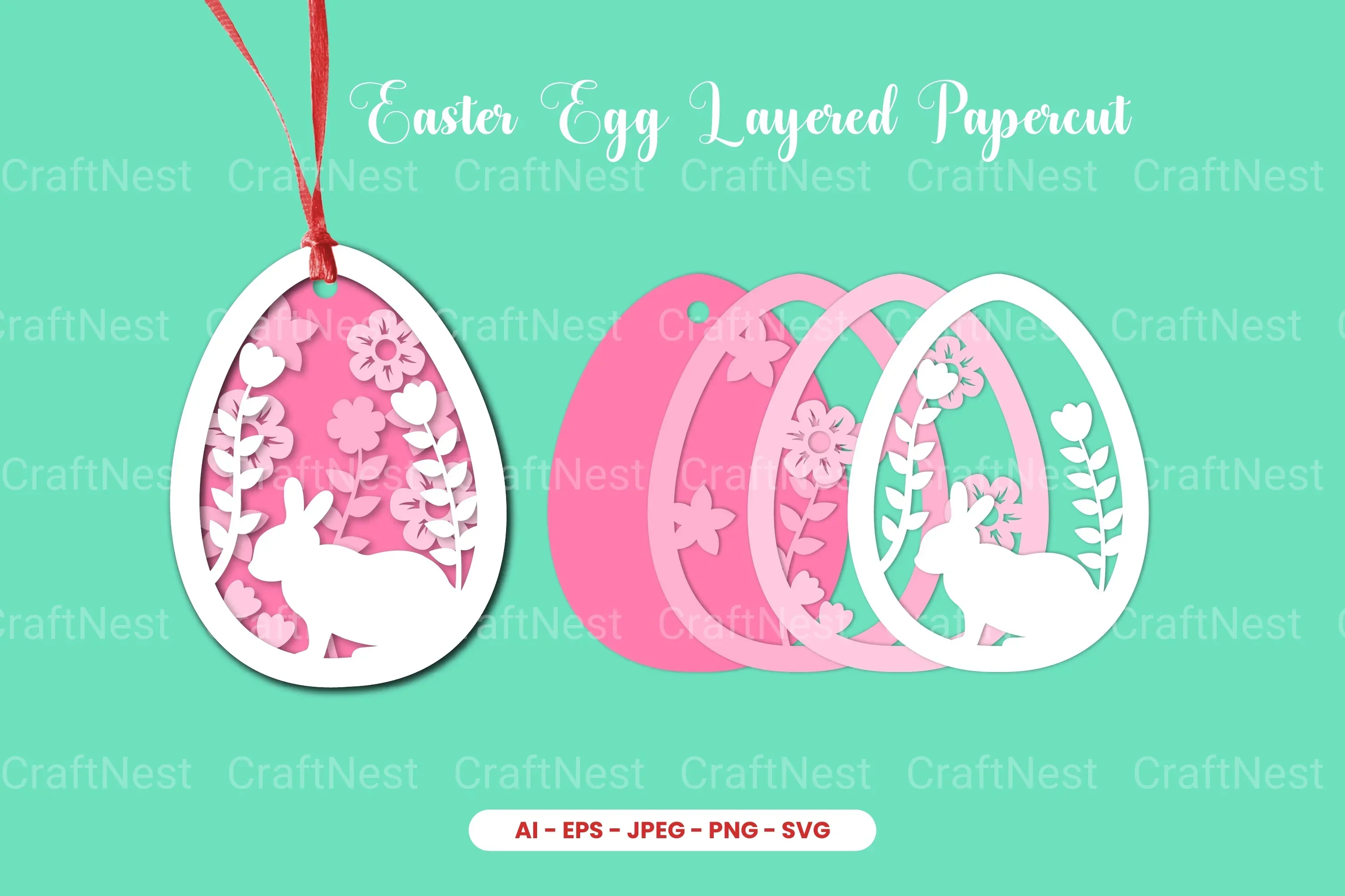 Easter Egg Layered Papercut SVG Bundle