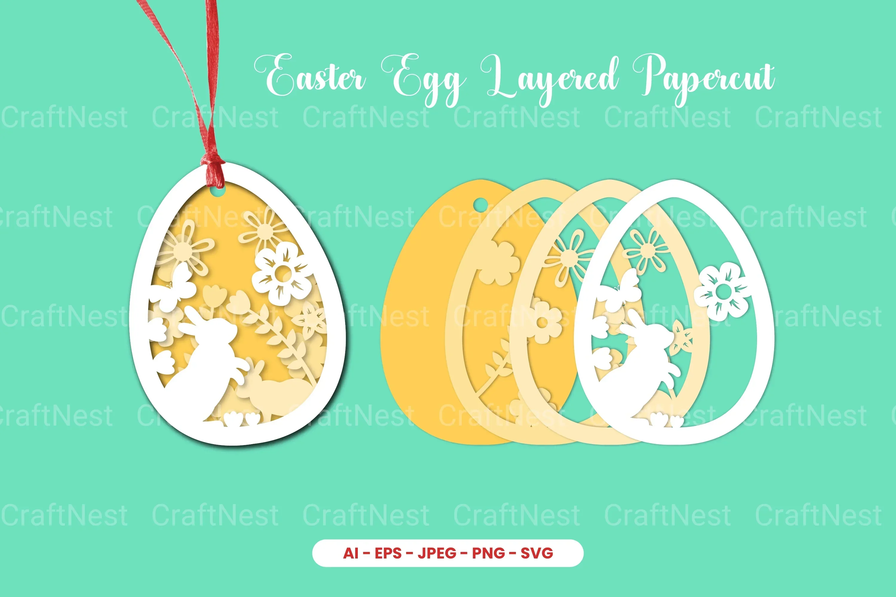 Easter Egg Layered Papercut SVG Bundle
