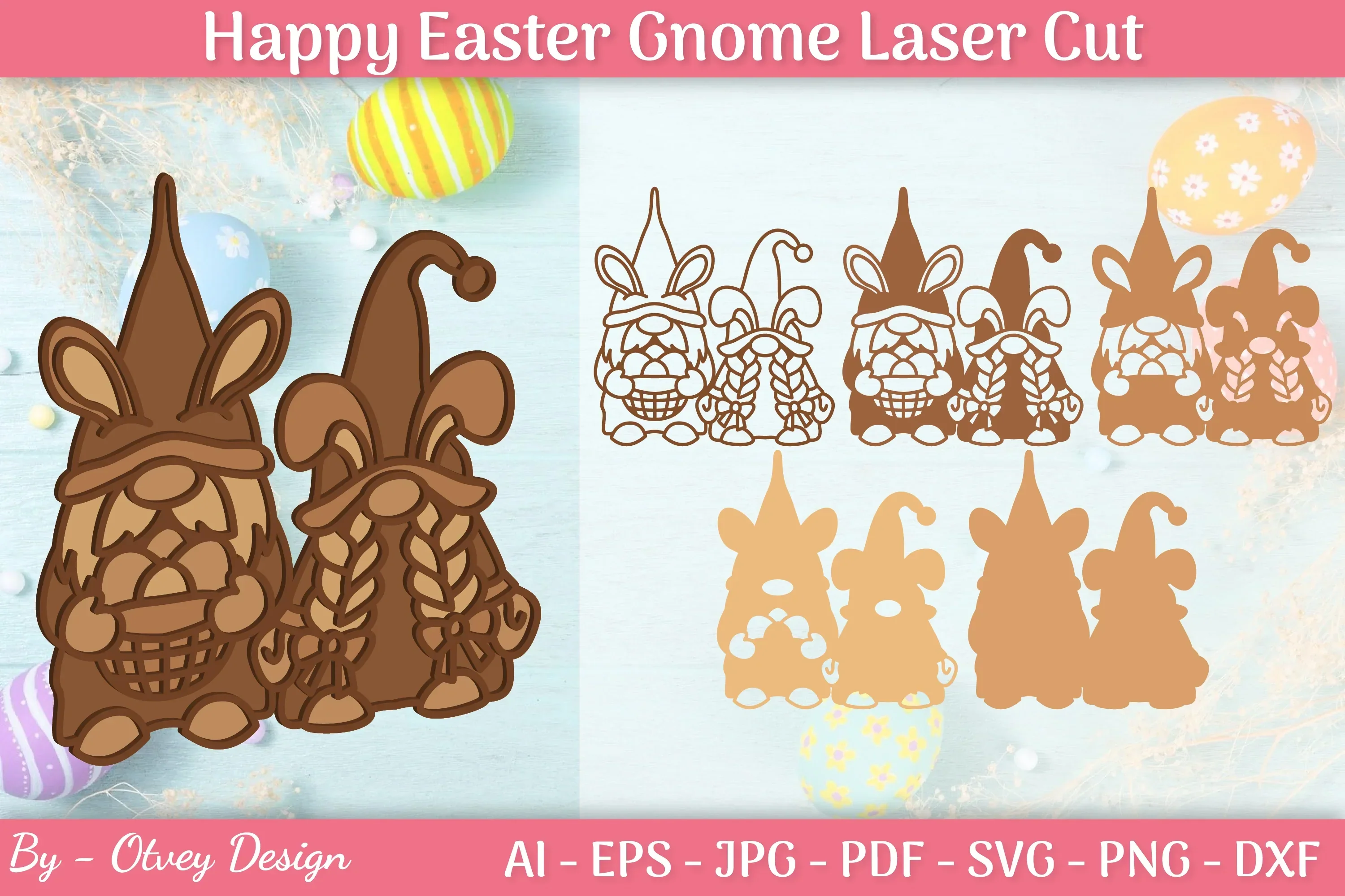Easter Gnome Laser Cut SVG Bundle
