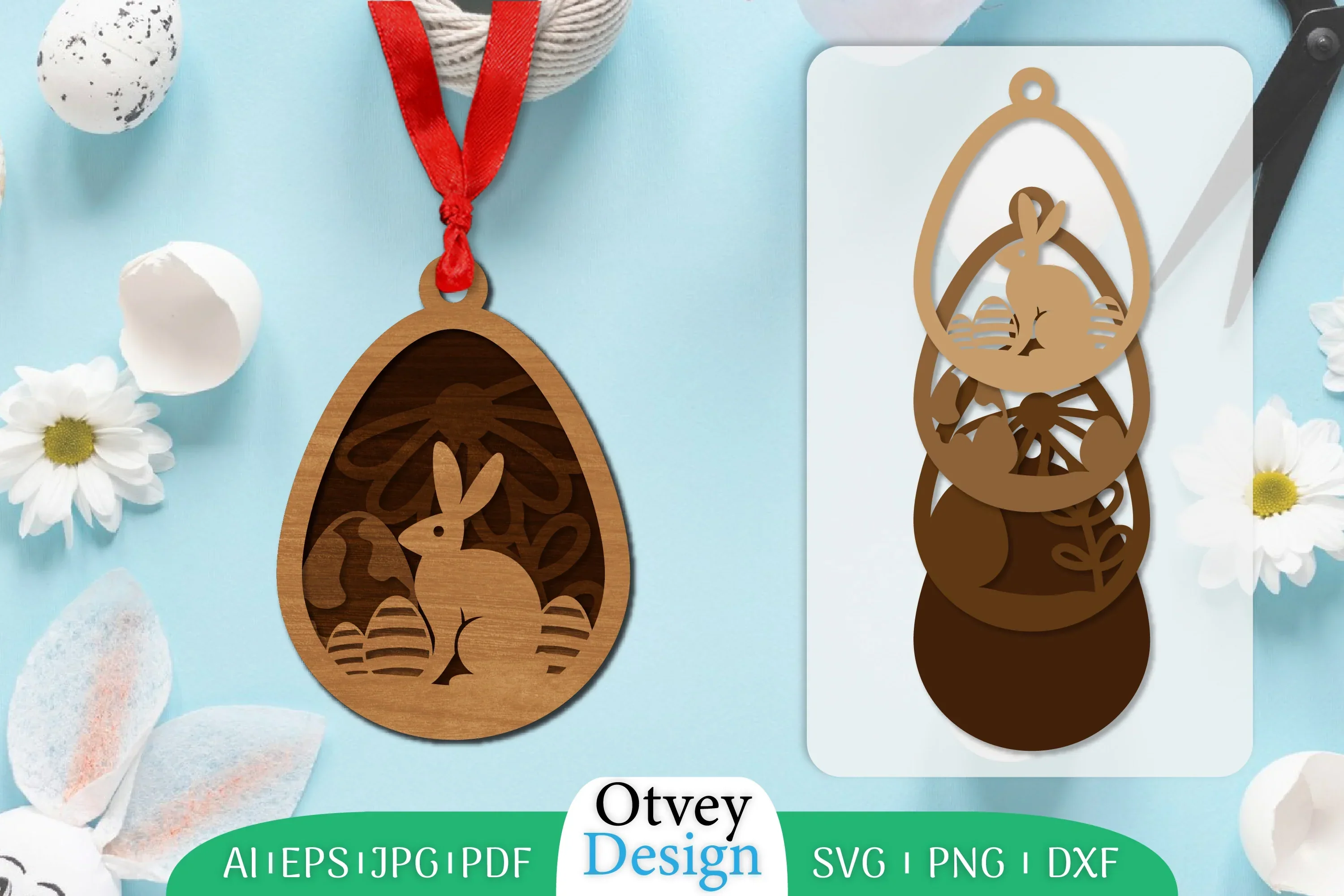 Easter Laser Cut Bunny Ornament SVG Bundle