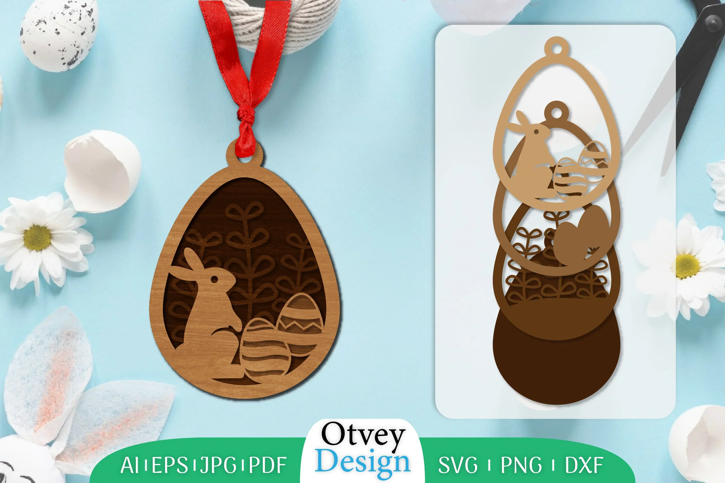 Easter Laser Cut Bunny Ornament SVG Bundle