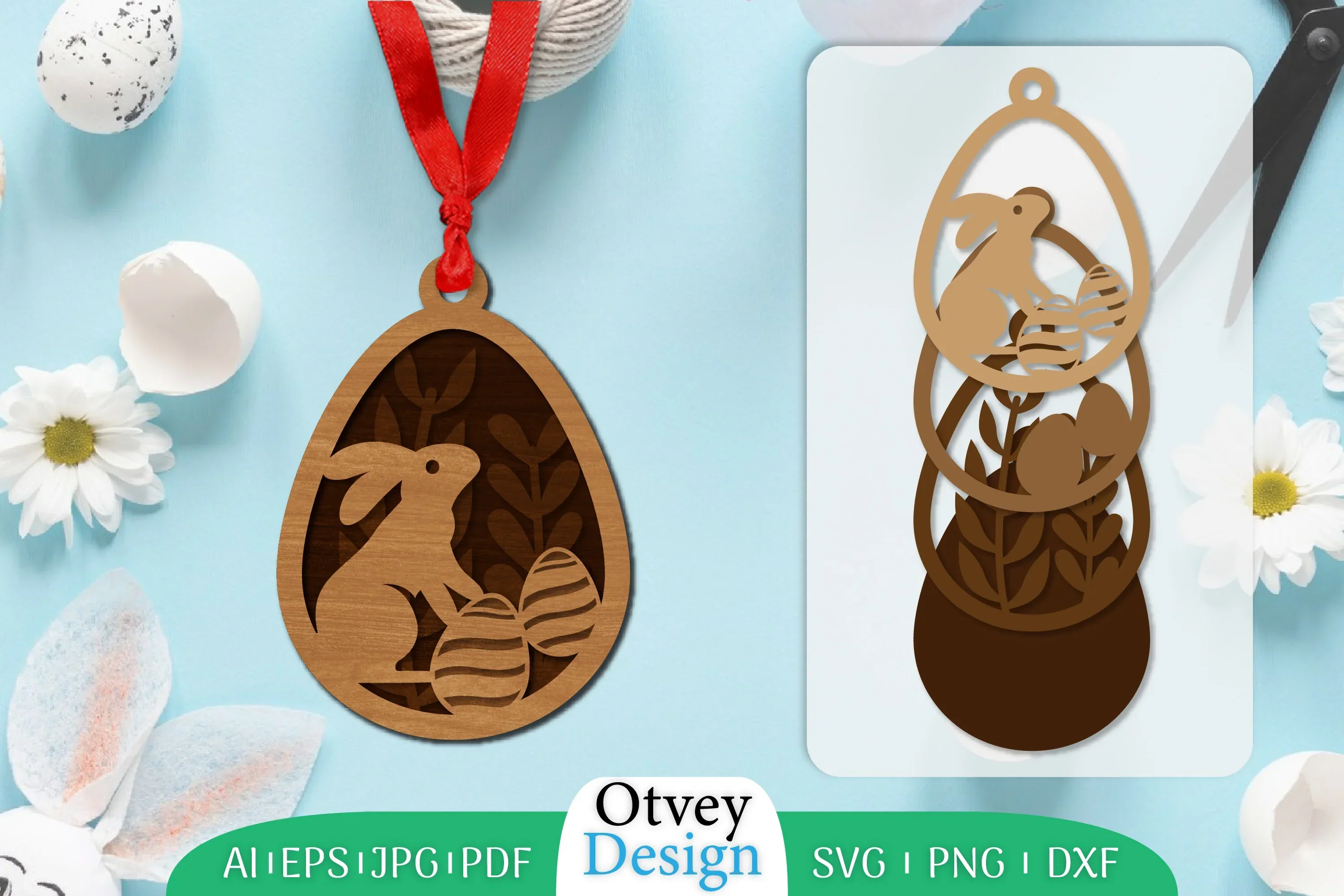 Easter Laser Cut Bunny Ornament SVG Bundle