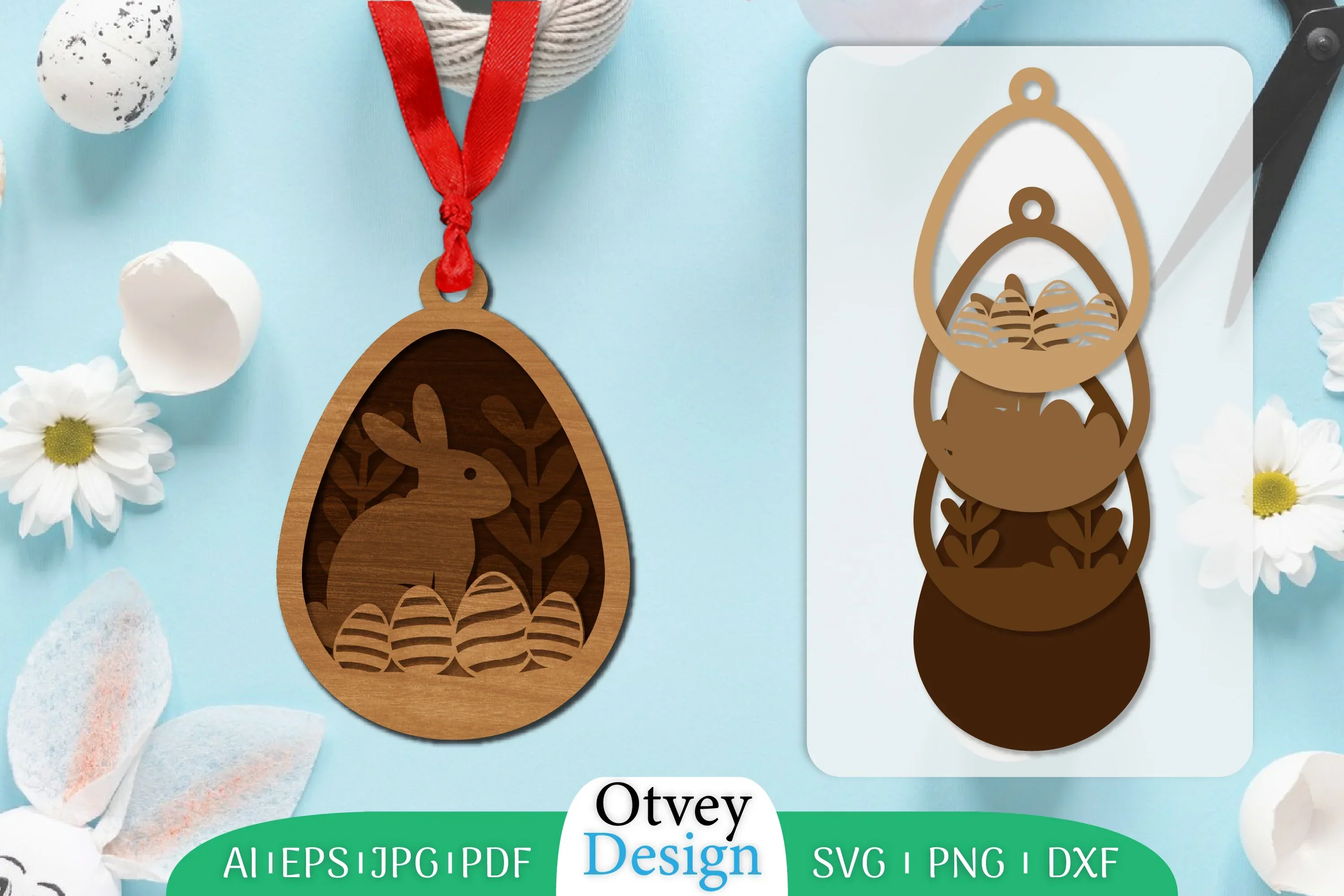 Easter Laser Cut Bunny Ornament SVG Bundle