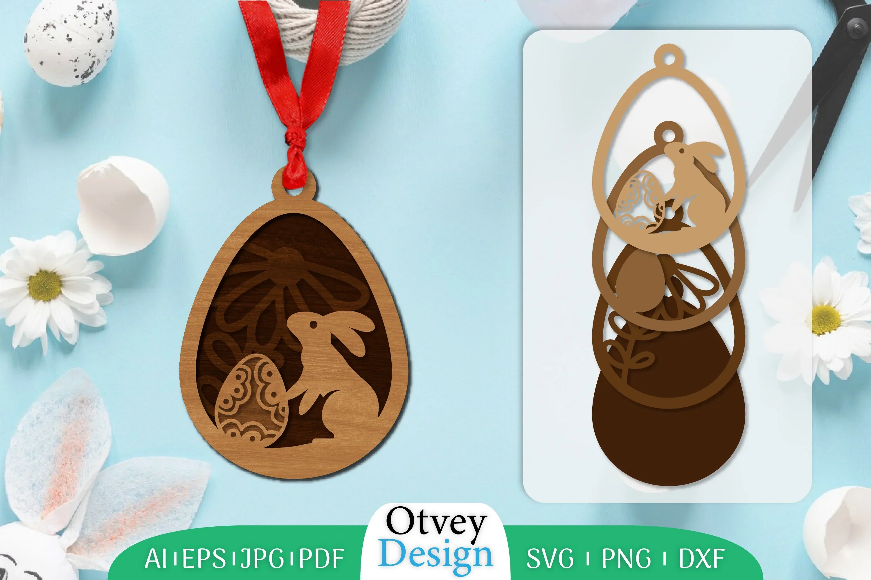 Easter Laser Cut Bunny Ornament SVG Bundle