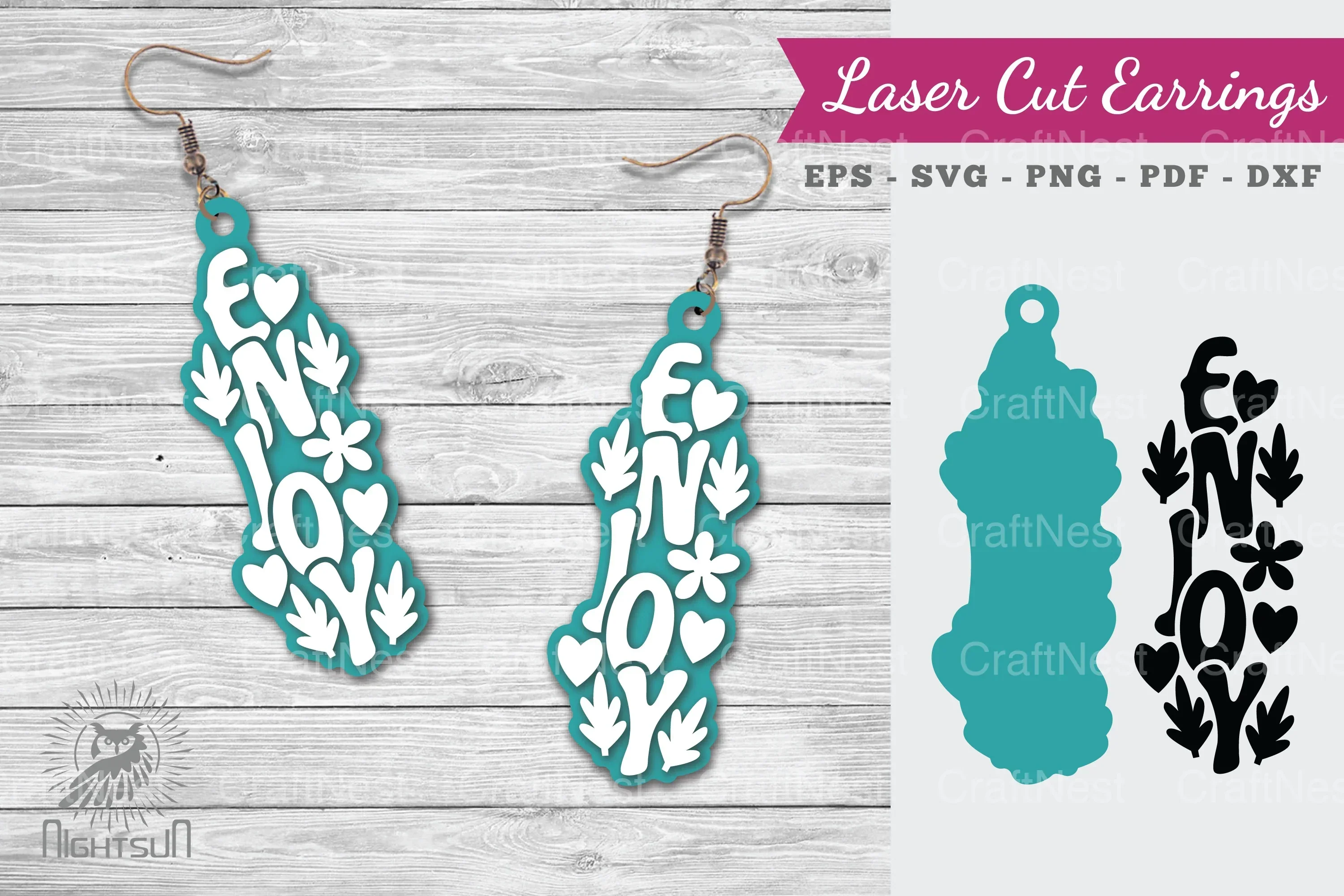Enjoy Lasercut Earrings SVG Bundle
