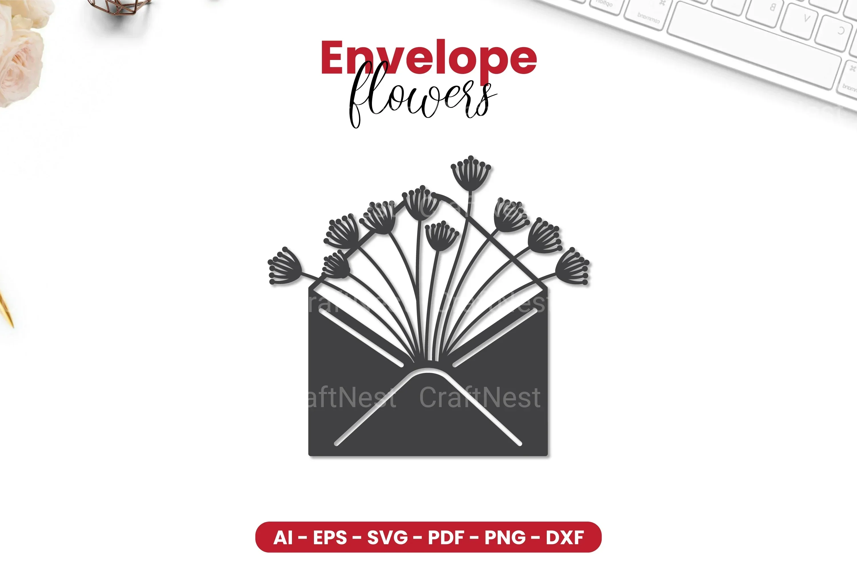 Envelope with Flowers Papercut SVG Bundle