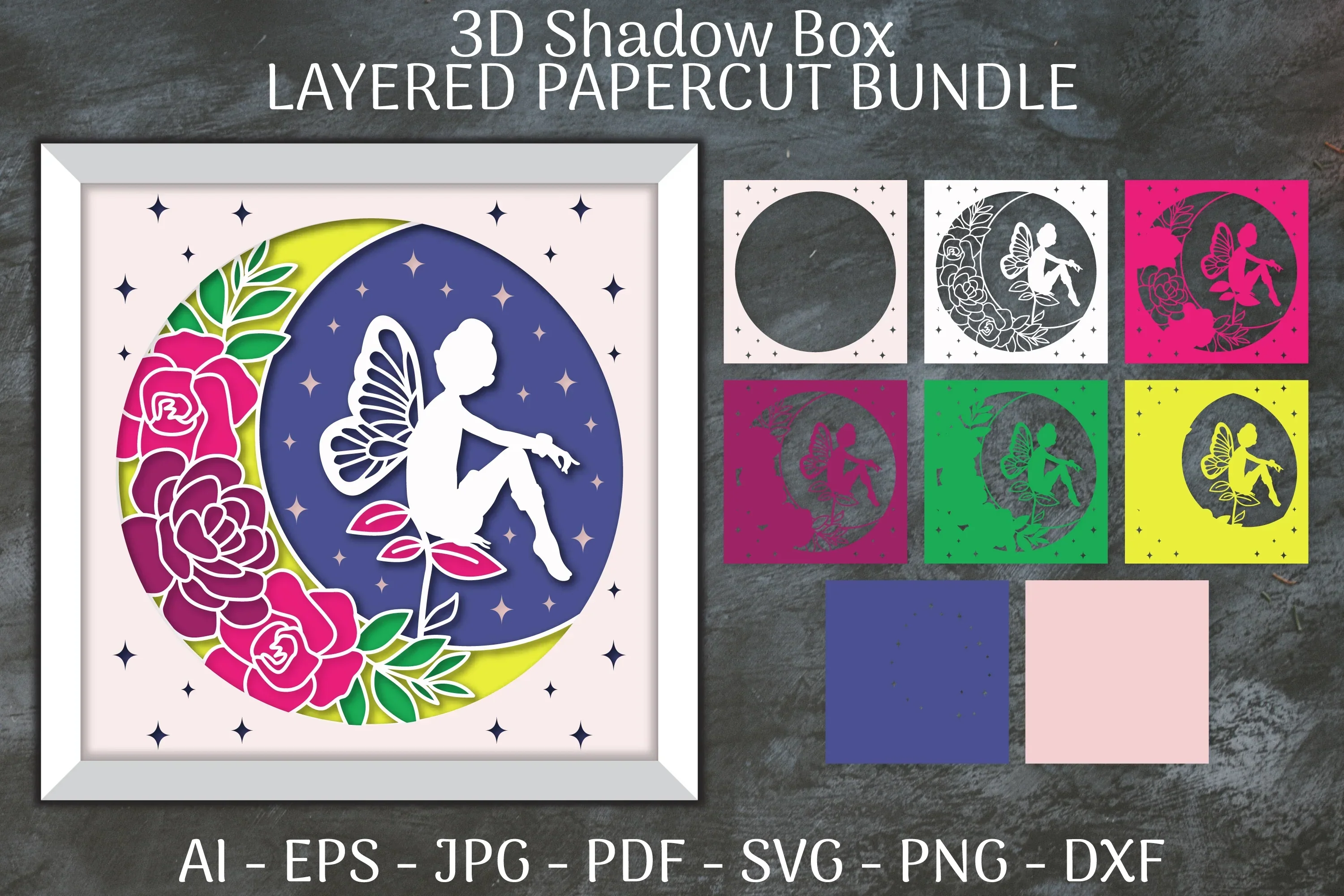 Fairy 3D Shadow Box Layered Papercut SVG Bundle