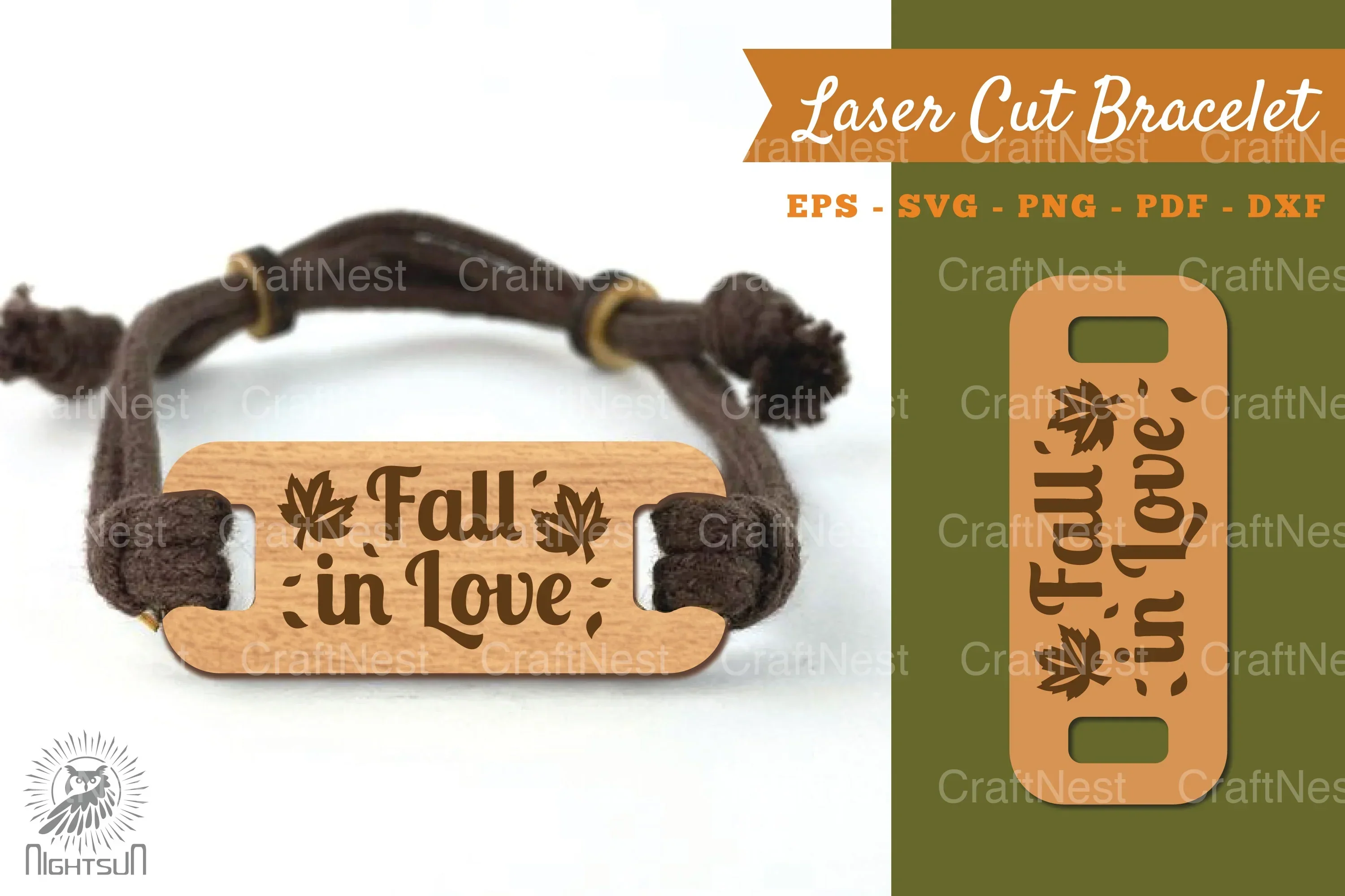 Fall In Love Laser Cut Bracelet SVG Design Bundle