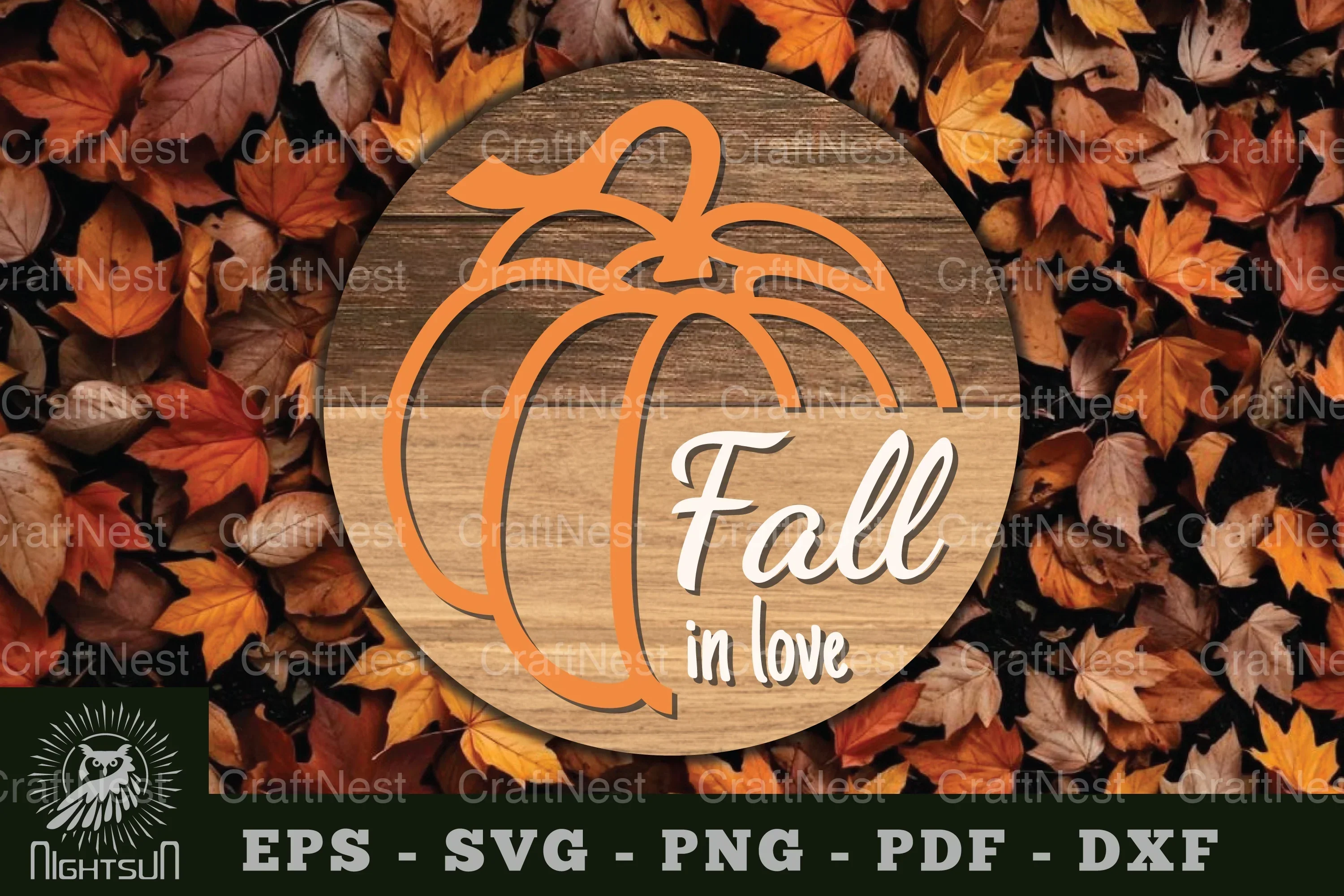 Fall In Love Round Laser Cut Sign Clipart Bundle