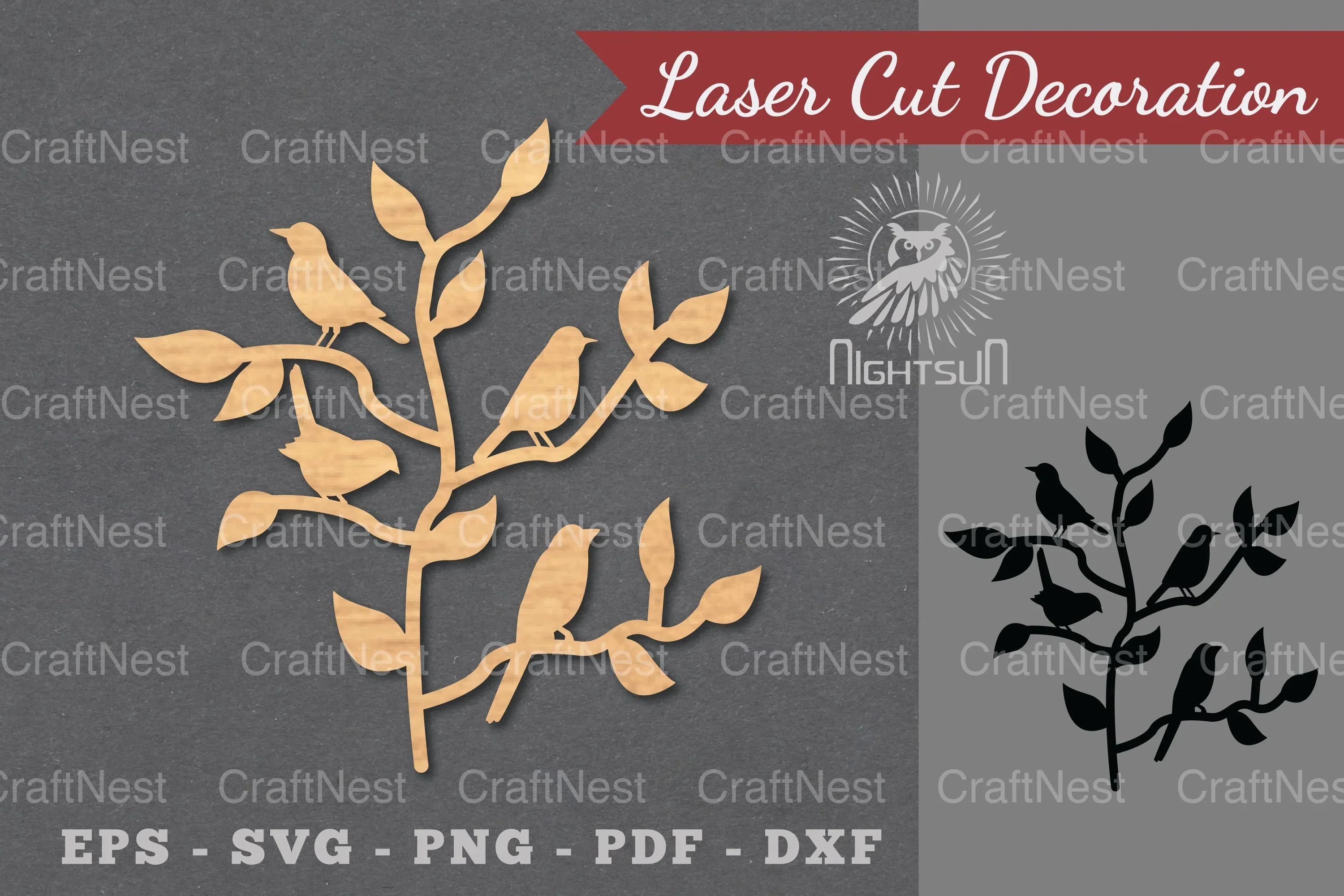 Family Birds Laser Cut Decoration Clipart Bundle