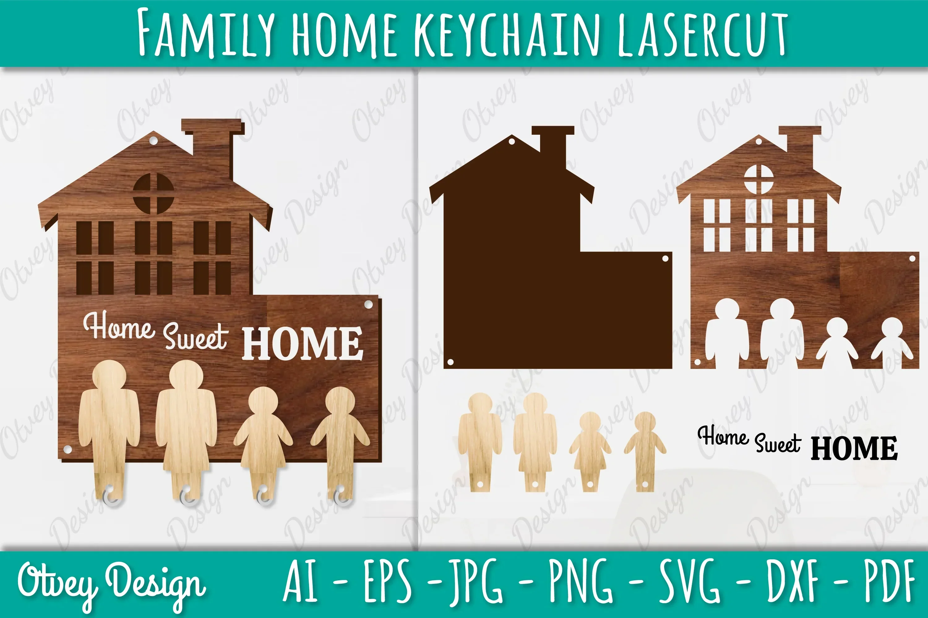Family Keychain SVG Home Key Holder Laser Cut SVG Bundle