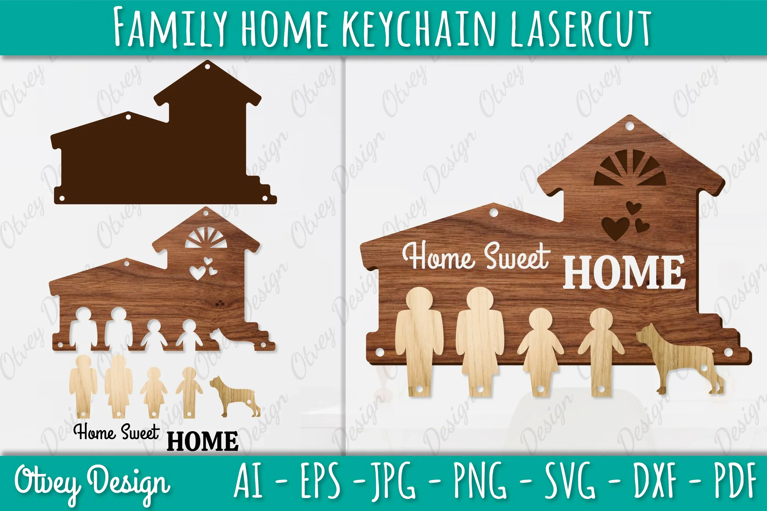 Family Keychain SVG Home Key Holder Laser Cut SVG Bundle