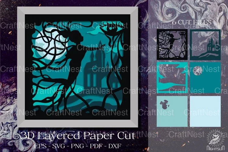 Fantasi Girl 3D Layered Paper Cut Clipart Bundle